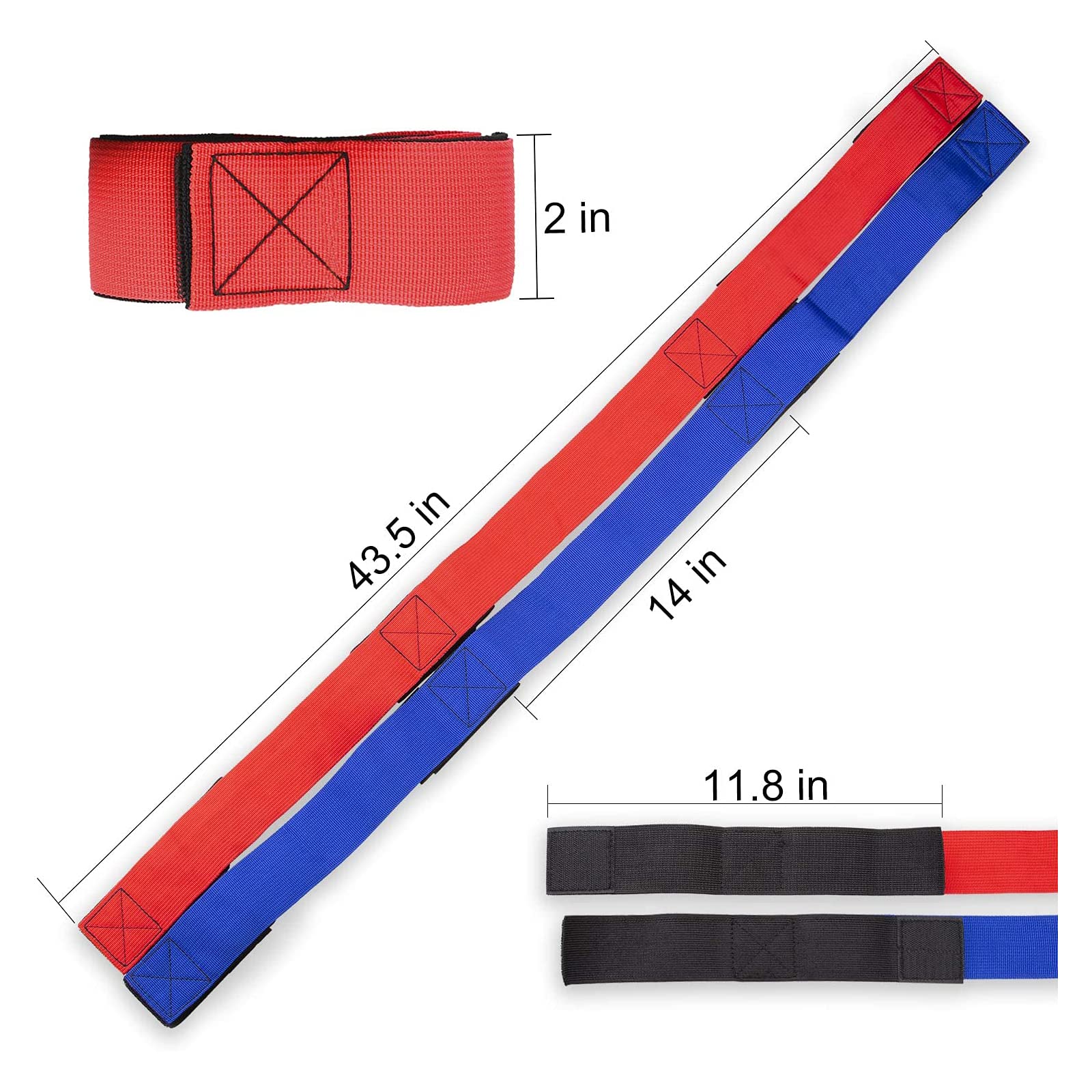 4 Legged Race Bands for Adults & Kids - Adjustable Running Leg Ties for 3-Legged Race, Outdoor Team Sports, Field Day Games, School Competitions & Birthday Party Activities - Perfect for Family Fun, PE Class & Group Challenges