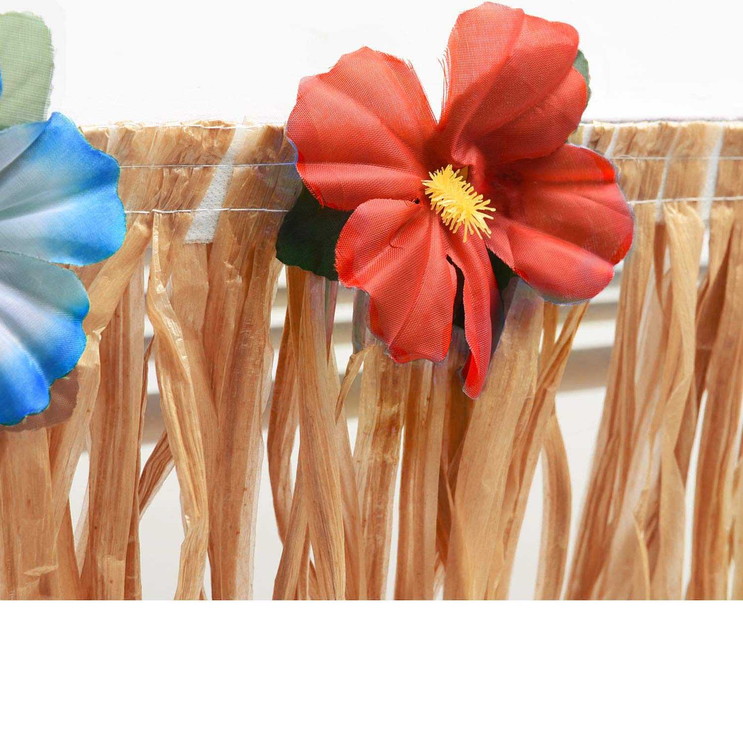 9ft Luau Grass Table Skirt - Tropical Hawaiian Fringe Table Cover for Tiki Bar Decor, Luau Party Supplies & Moana Birthday Party Decorations - Perfect for Beach Themed Events, Tropical Weddings, and Summer Party Decor