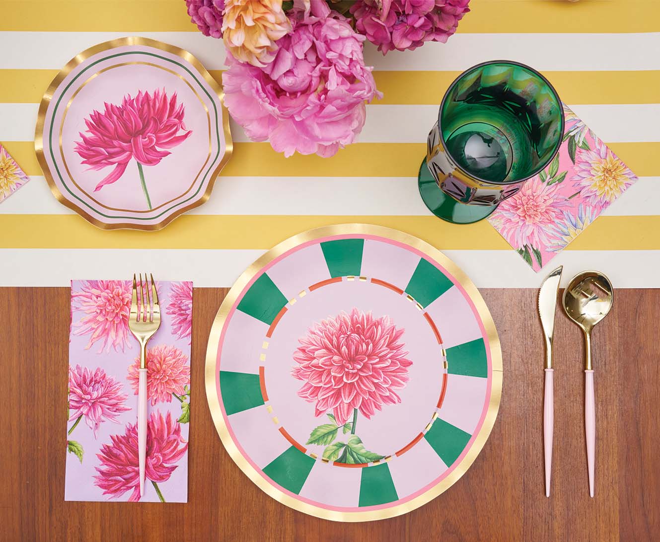 Premium Dahlia Floral Cocktail Napkins - Set of 20, Elegant Party Napkins for Weddings, Bridal Showers & Garden Tea Parties - Absorbent & Decorative Paper Beverage Napkins