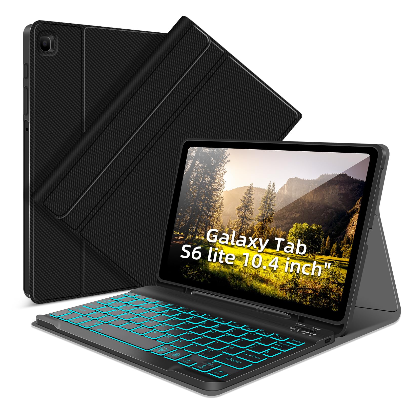 Backlit Keyboard Case for Samsung Galaxy Tab S6 Lite 10.4 Inch - Detachable Wireless Keyboard Cover for SM-P610/P613/P615/P619 (Black) | Perfect for Work, Study & Travel