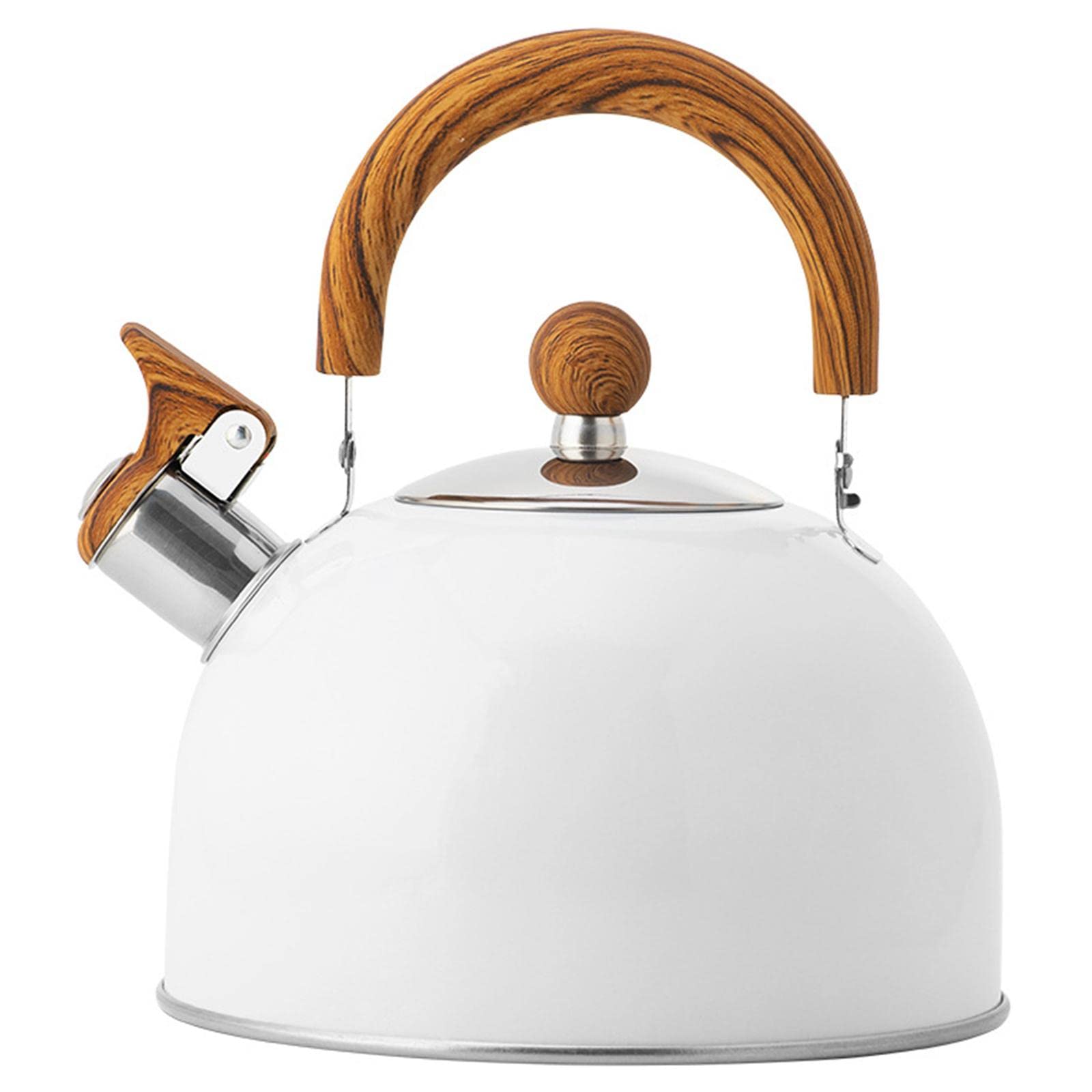 Baoblaze 2.5L Stainless Steel Whistling Tea Kettle - White Electric Stovetop Safe Water Boiler for Tea, Coffee & Hot Beverages - Perfect for Home, Office & Camping Use