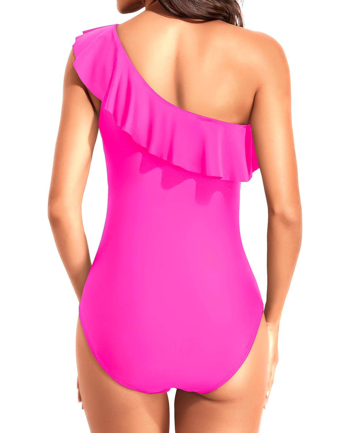 Tempt Me Women's One Piece Swimsuits - Tummy Control One Shoulder Bathing Suit with Ruffle Detail | Sexy Monokini for Beach Vacation, Pool Party & Summer Getaway