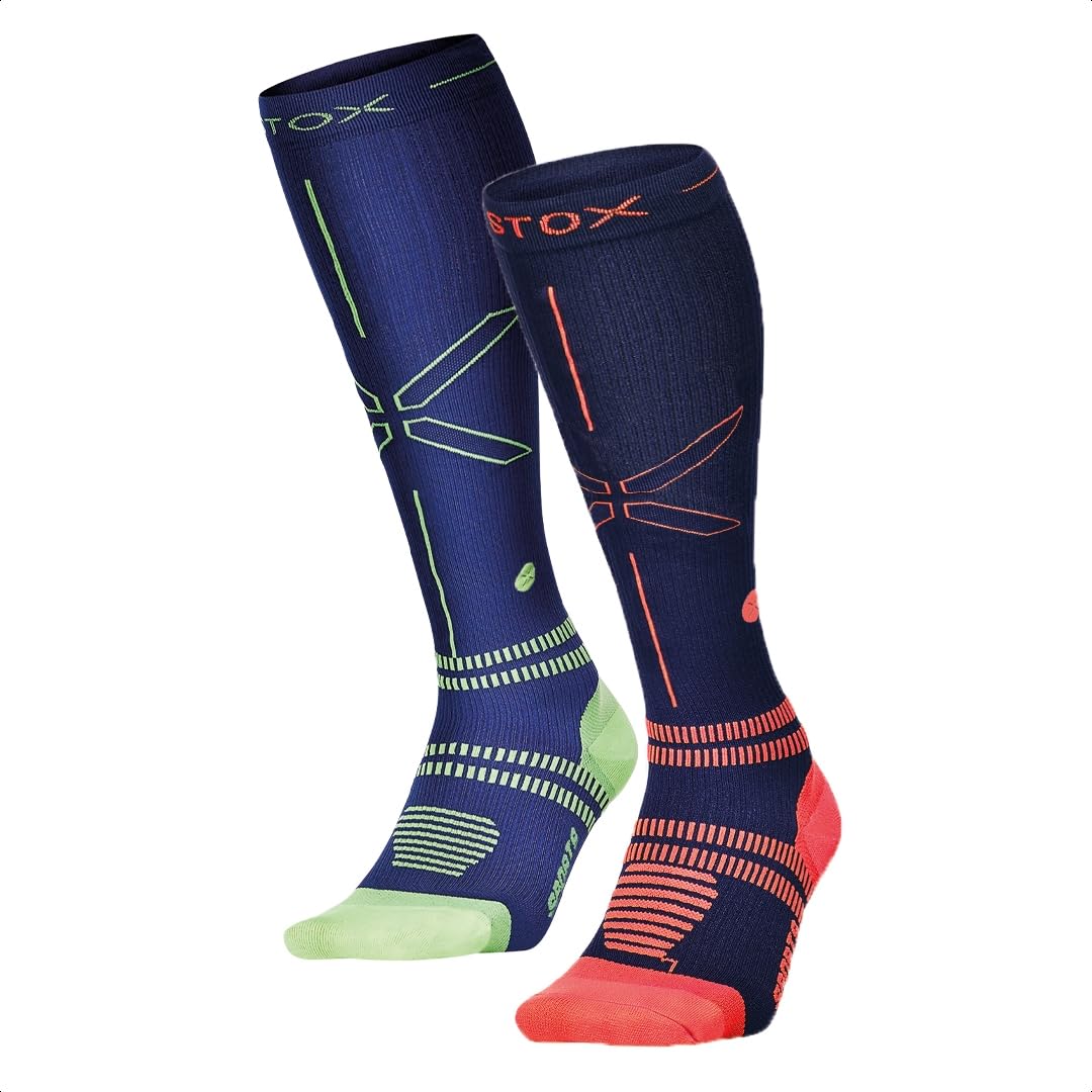 STOX Energy Socks - 2 Pack Men's Performance Compression Socks for Running, Hiking & Workout - Moisture Wicking & Arch Support Athletic Socks for Sports & Daily Wear