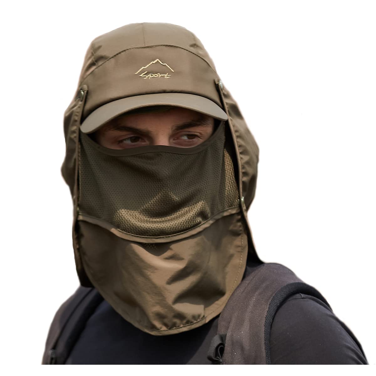 WRELS 2-in-1 Fishing Hat & Sun Visor - UPF 50+ Sun Protection Baseball Cap with Face Cover & Neck Flap for Men & Women - Perfect for Fishing, Hiking, Beach & Outdoor Activities