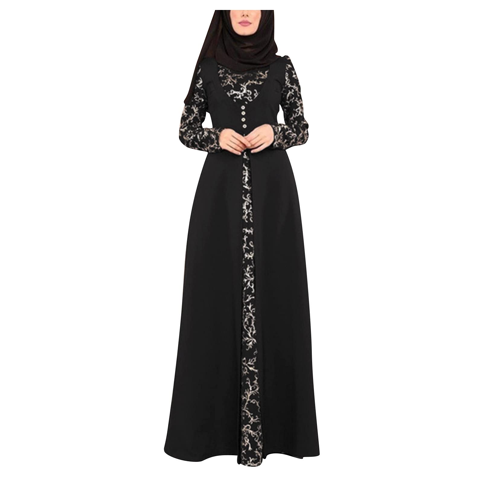Elegant Arab Women's Islamic Muslim Lace Stitching Jilbab Kaftan Abaya Maxi Dress - Breathable Summer Long Dress for Prayer, Modest Fashion & Special Occasions