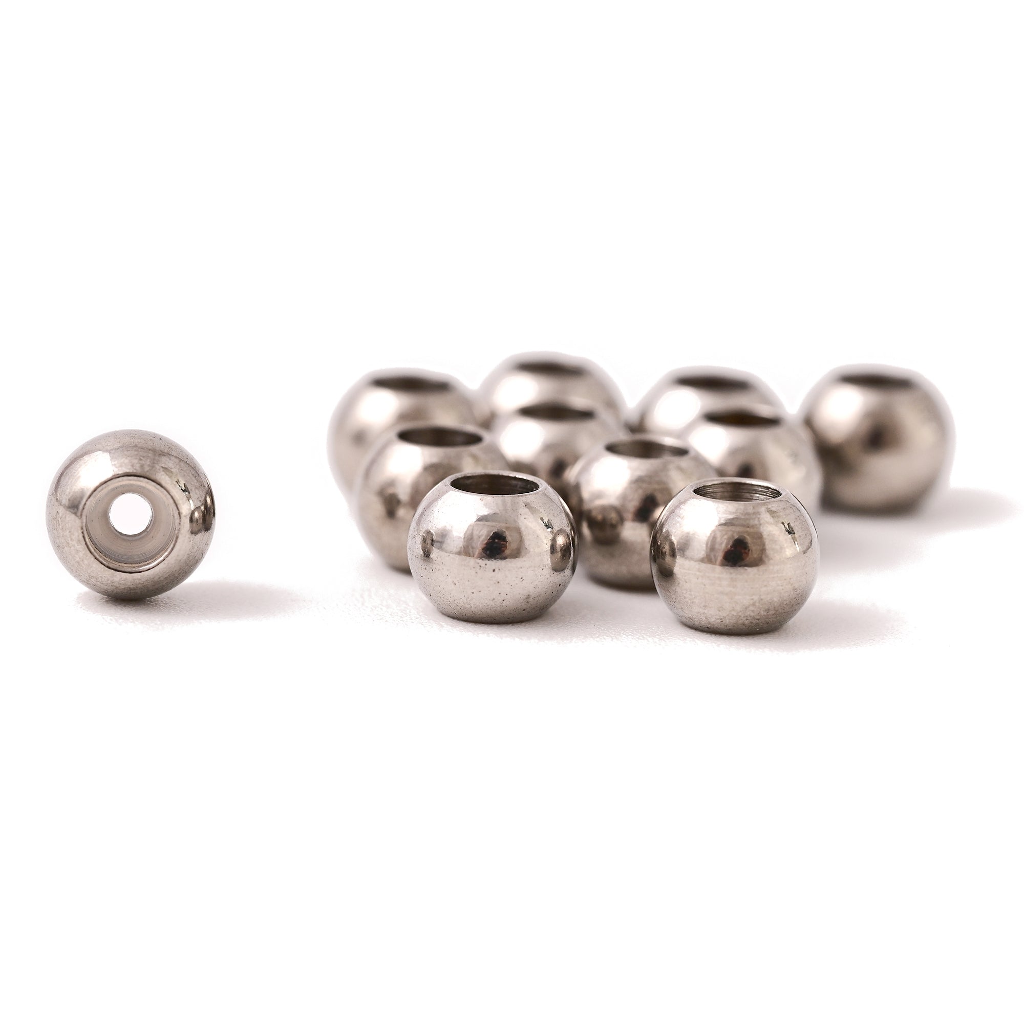 304 Stainless Steel Sliding Adjustable Rubber Stopper Beads 4x5mm - 9 Pieces for Jewelry Making, DIY Crafts, and Home Repair