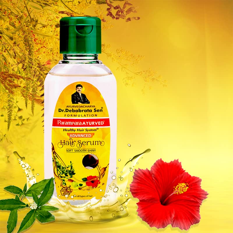 Parampara Ayurvedic Advanced Hair Serum with Hibiscus, Amla & Bhringaraj - Frizz Control for Smooth, Silky, Manageable Hair | Nourishing Lightweight Formula for Healthy Shiny Hair | 100ml Bottle | Perfect for Daily Hair Care & Styling