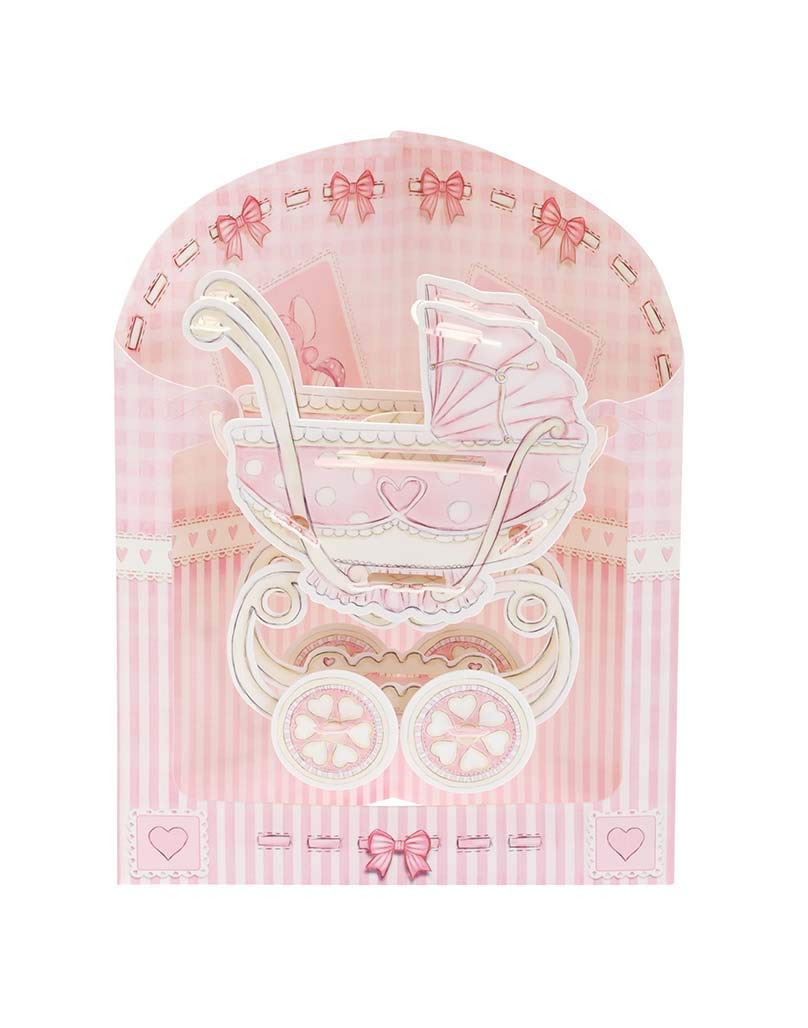 3D Swing Greeting Card for Baby Girl Nursery | Santoro Pop-Up Crib Card | Perfect for Newborn Gifts, Baby Showers & Nursery Decor