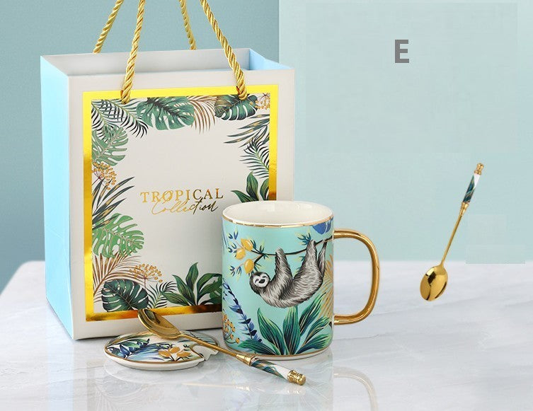 Premium Ceramic Coffee Mugs with Jungle Animal Designs - Large Capacity Porcelain Tea Cups for Office & Home Use - Unique Gift Boxed Drinking Mugs - Perfect for Coffee, Tea, Hot Chocolate & Soups