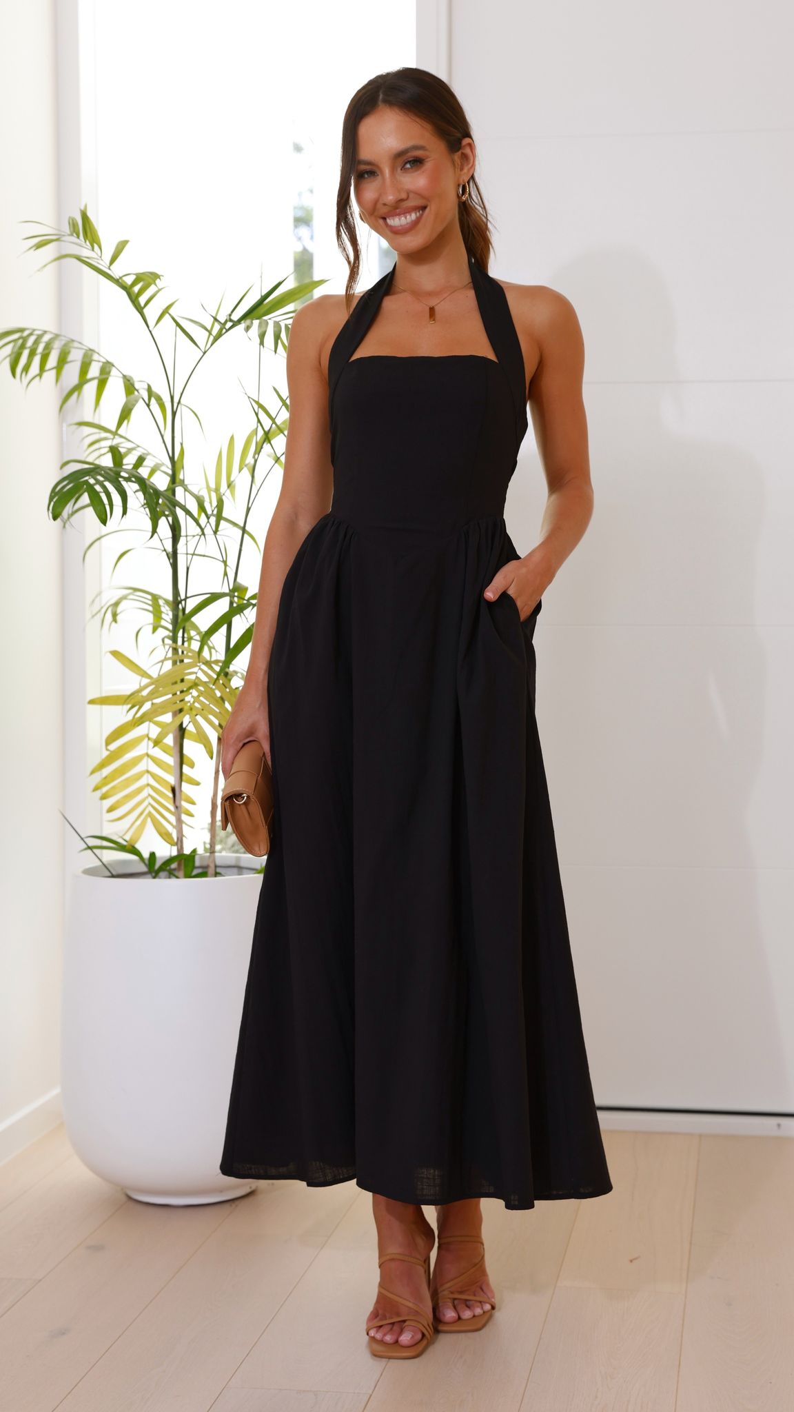Caden Maxi Dress for Women - Elegant Black Long Flowy Dress for Summer, Beach, Party & Casual Wear