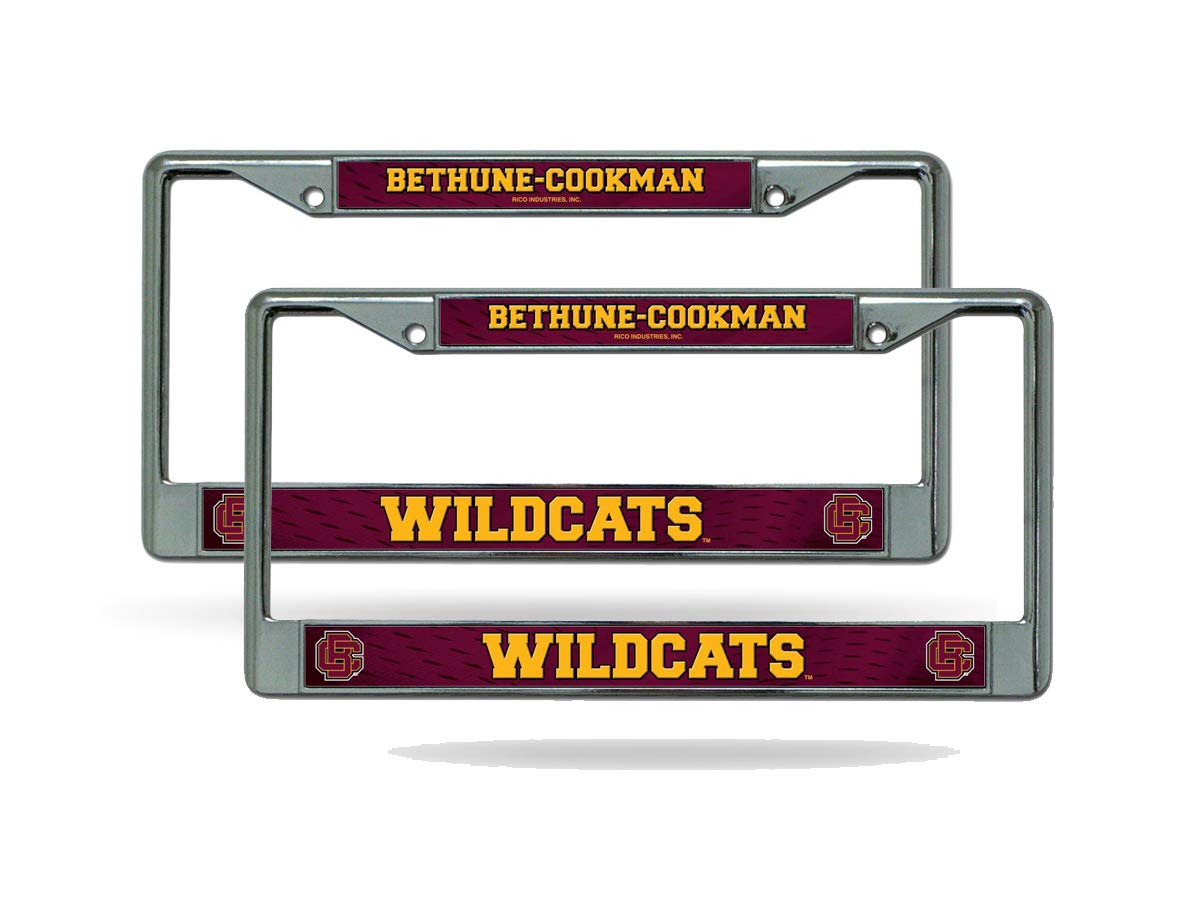 Rico Bethune Cookman Wildcats Chrome Metal License Plate Frame Set of 2 - Durable Car Accessories for Alumni & Fans - Perfect for Trucks, SUVs, and College Pride Display