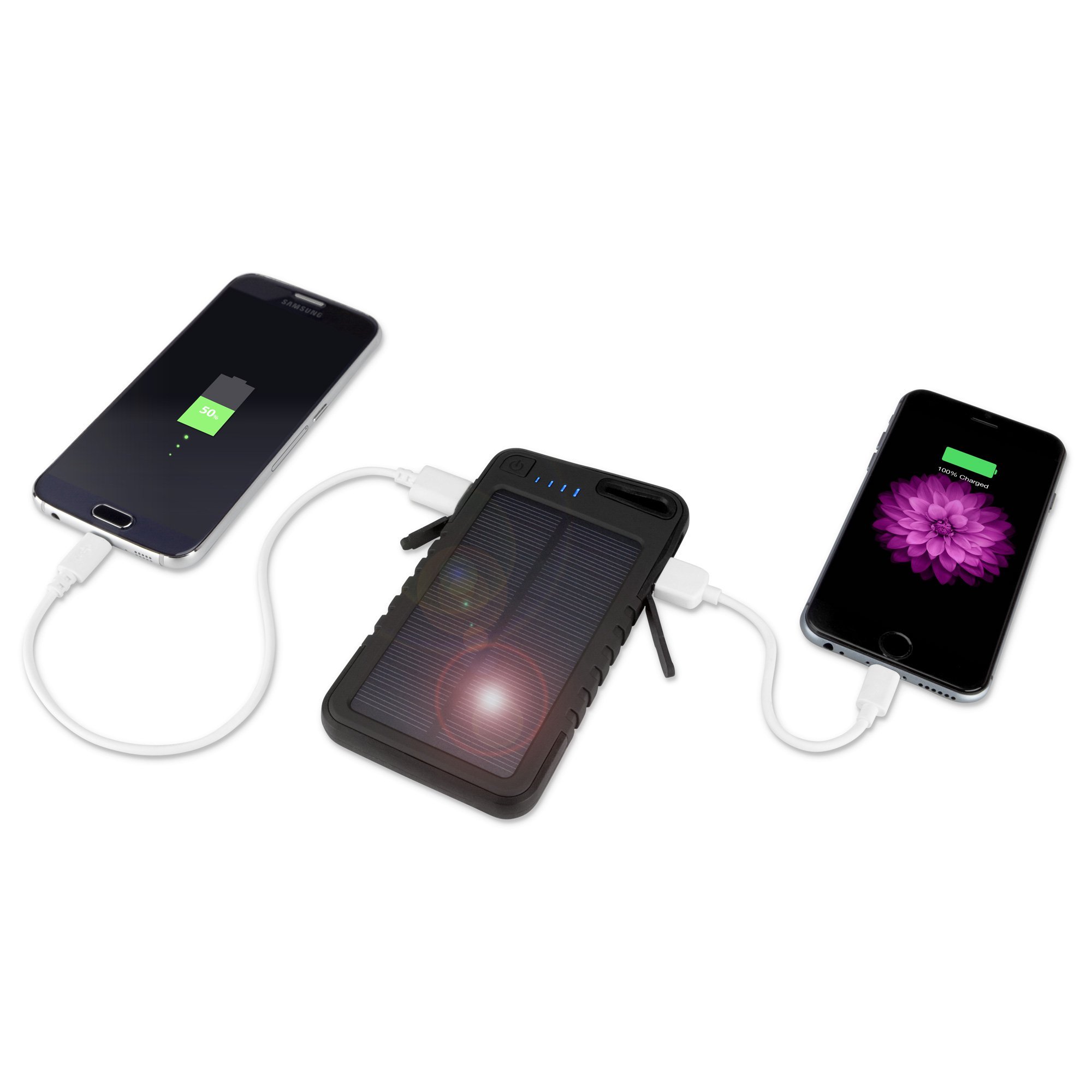 BoxWave 10000mAh Solar Power Bank - Compatible with Kindle Fire HD 8.9 (2nd Gen 2012), Portable Solar Charger with Backup Battery for Camping, Hiking & Emergency Power Outages - Jet Black