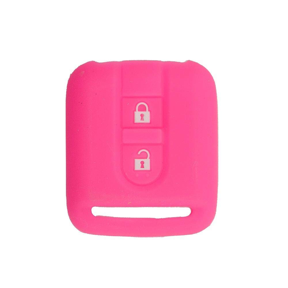 MWBLN 2 Button Silicone Car Key Cover Case for Nissan Qashqai Micra Navara Almera Note - Durable Key Protector Holder (Rose Pink) - Perfect for Key Protection & Easy Identification