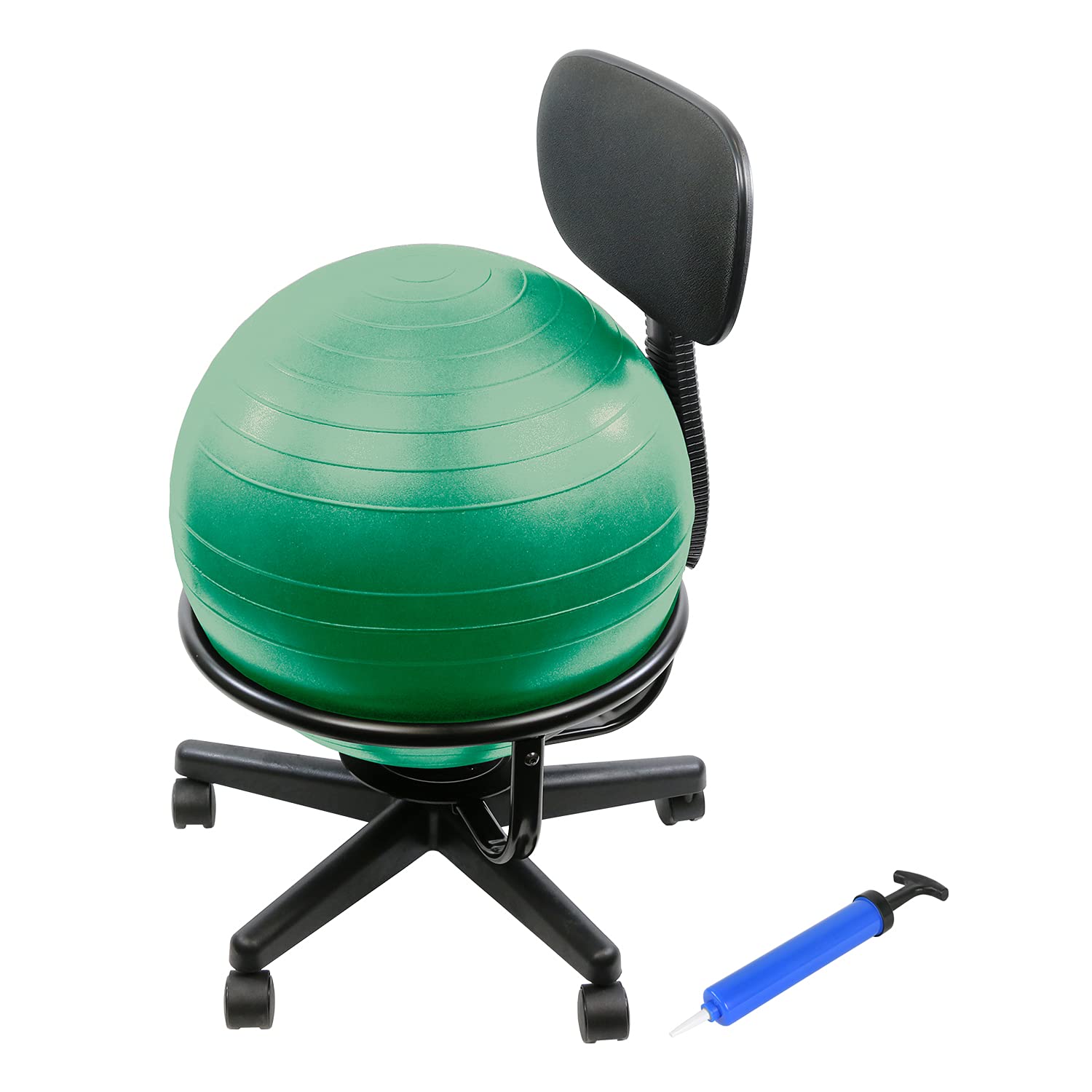 Inflatable Ergonomic Exercise Ball Chair with Air Pump - CanDo Metal Ball Chair for Home Office & Classroom - Active Seating for Yoga, Workouts, and Posture Support