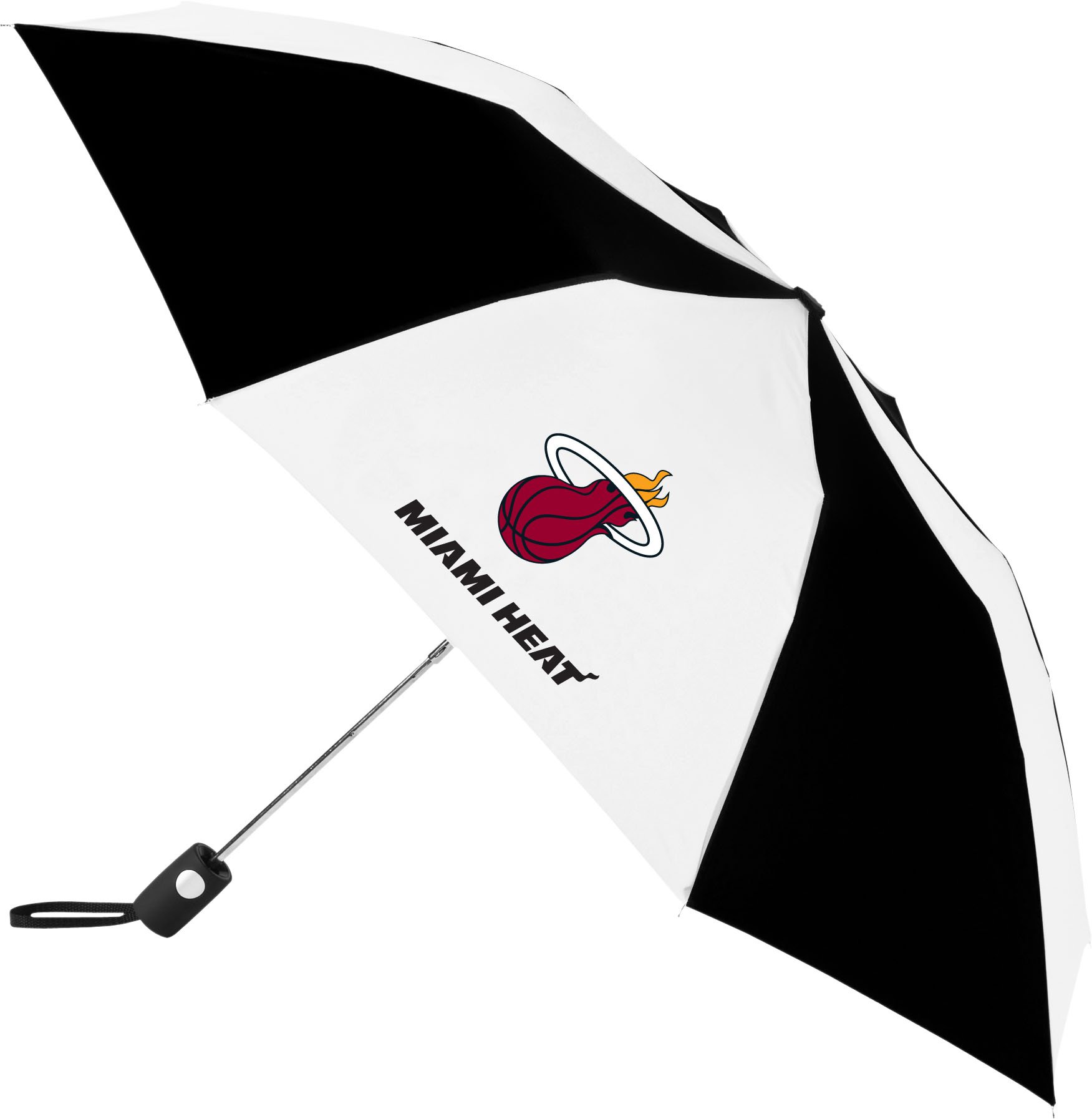 Miami Heat NBA Official Logo Personal Folding Umbrella - Compact Travel Umbrella for Rain & Sun Protection - Perfect for Basketball Fans, Outdoor Events & Travel Accessories