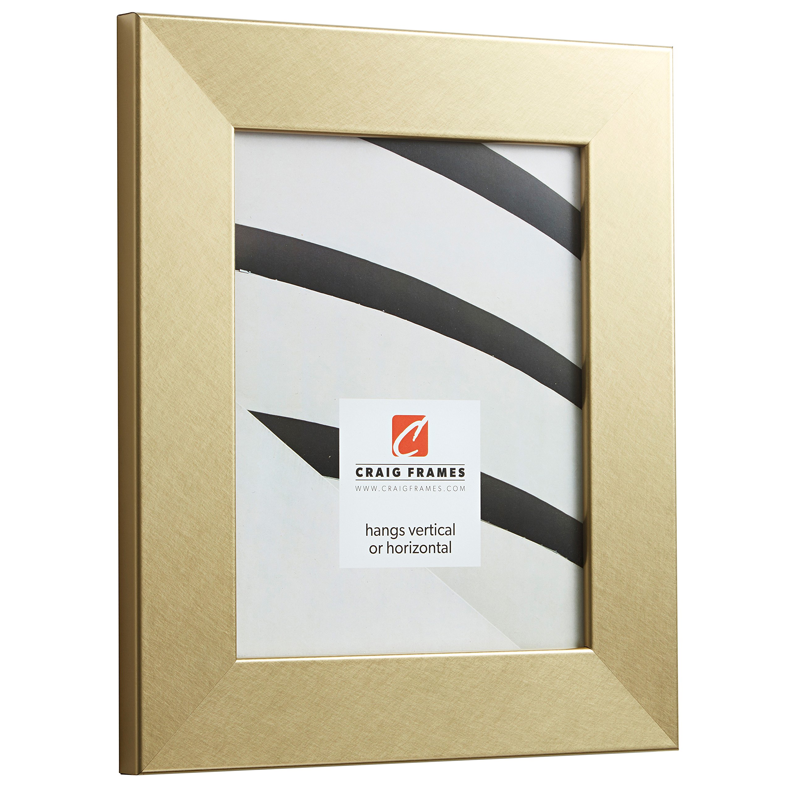 Craig Frames Bauhaus 200 - 8.5x11 Inch Brushed Gold Picture Frame for Wall Art & Photos