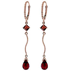 14K Solid Gold Leverback Earrings with Garnets - Galaxy Gold GG Collection | Elegant Dangling Earrings for Women, Perfect for Weddings, Parties & Special Occasions