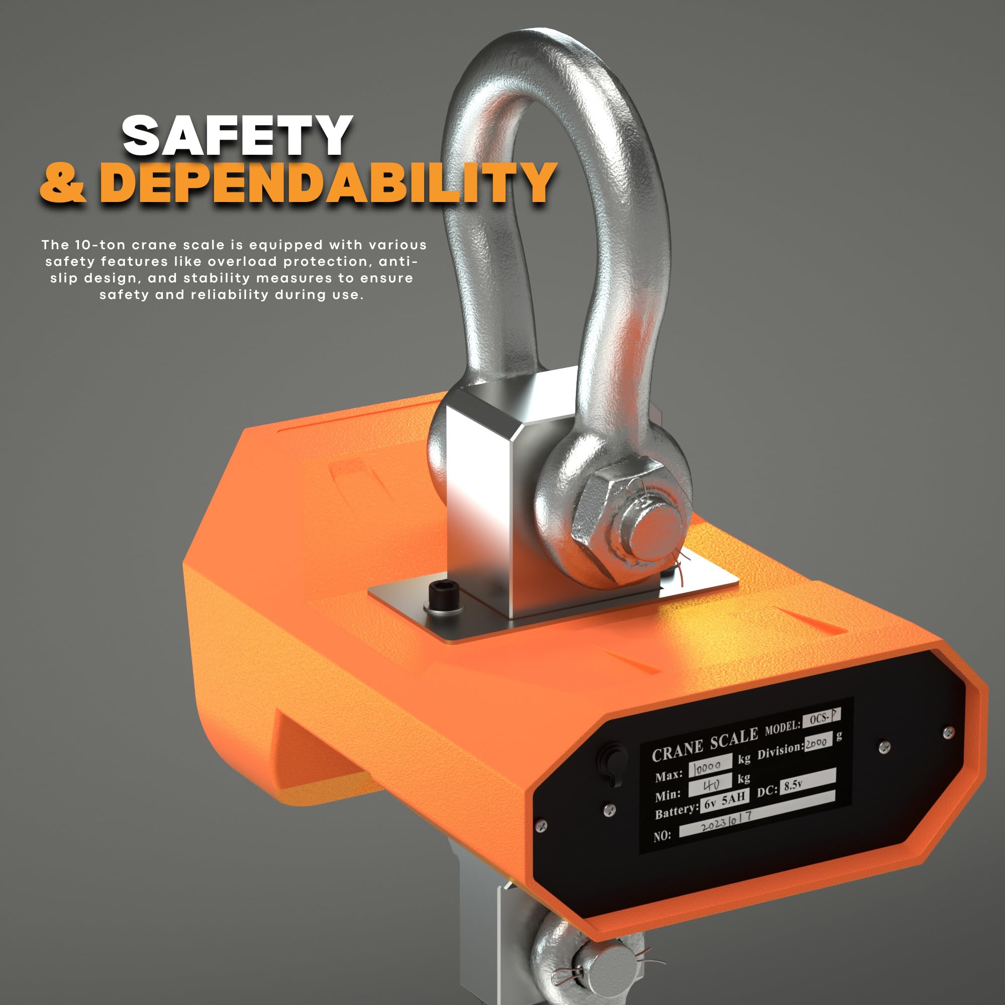 10T/22000LB Heavy Duty Digital Crane Scale with Remote Control - Rechargeable Industrial Hanging Scale with 2kg/4lb Division, Swivel Hook & Bright LED Display - Perfect for Construction, Shipping, Warehousing & Manufacturing