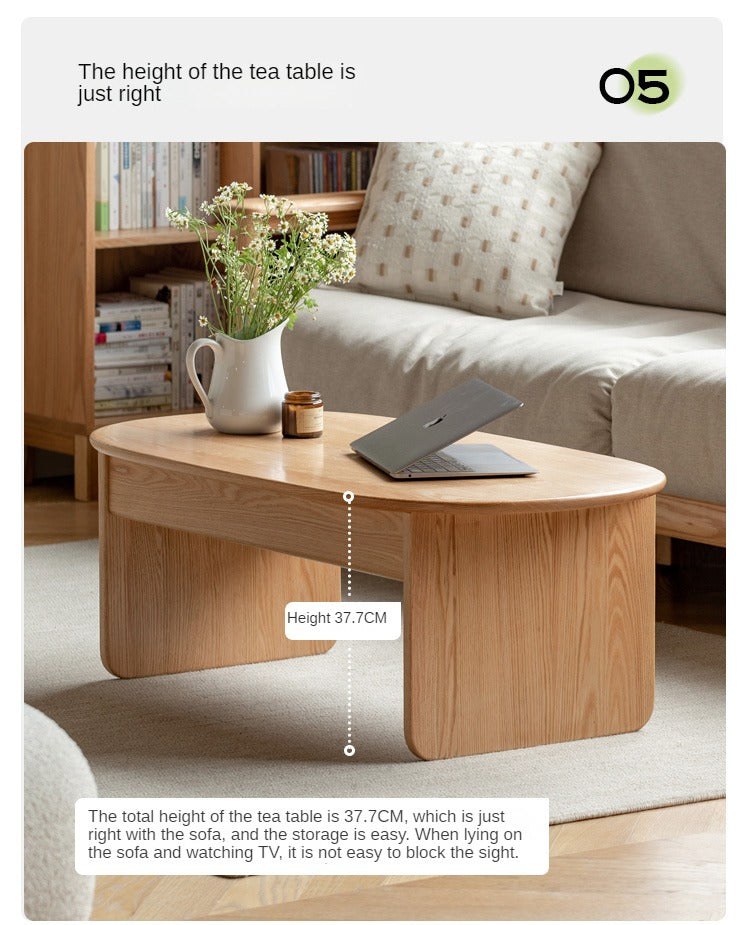 Solid Oak Wood Coffee Table with Storage - Rustic Living Room Furniture for Home Decor, Books, and Remote Control Organization