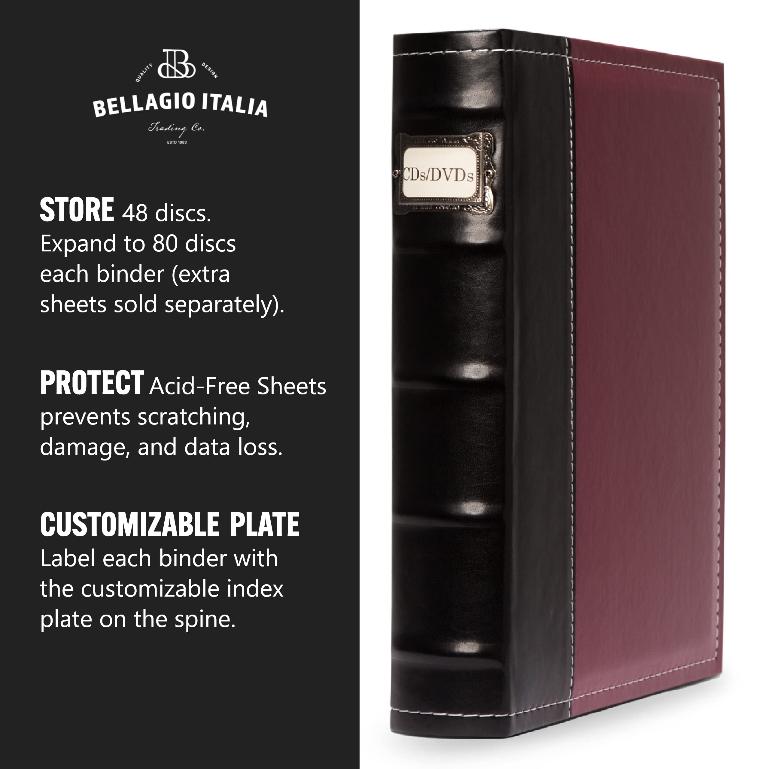 Premium DVD Storage Binder Set - 6-Pack Holds 288 DVDs, CDs & Blu-Rays with Acid-Free Sheets - Burgundy Classic Organizer for Home Theater & Media Collections