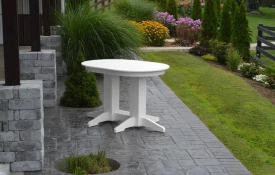 A & L Furniture Oval Dining Table with Free 2 Umbrella Holes - Perfect for Outdoor Patio, Garden, and Poolside Dining
