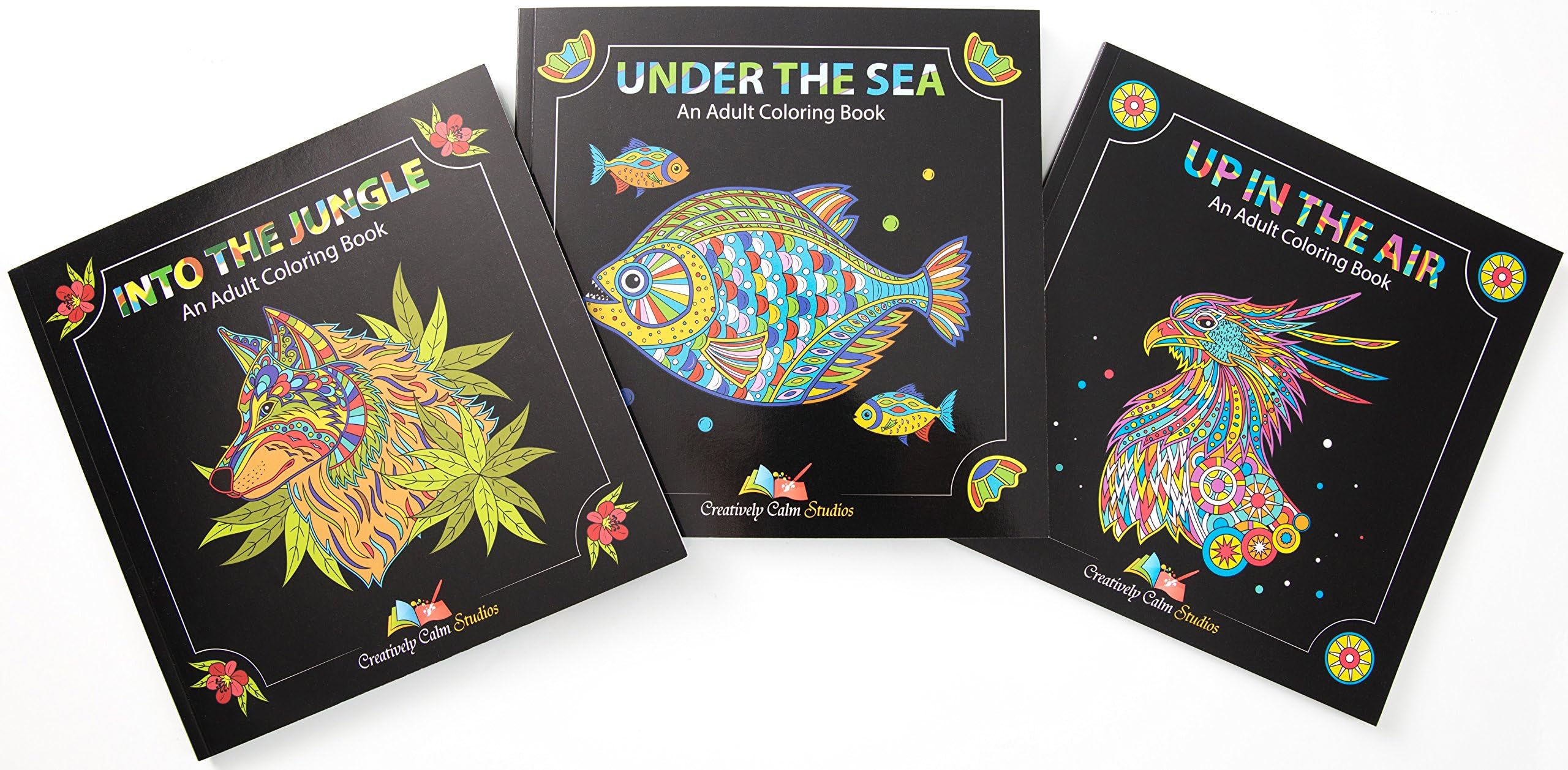 Premium Adult Coloring Book Set - 3 Pack with Sky, Land & Sea Nature Designs for Stress Relief & Relaxation | Perfect for Meditation, Art Therapy & Creative Mindfulness Activities