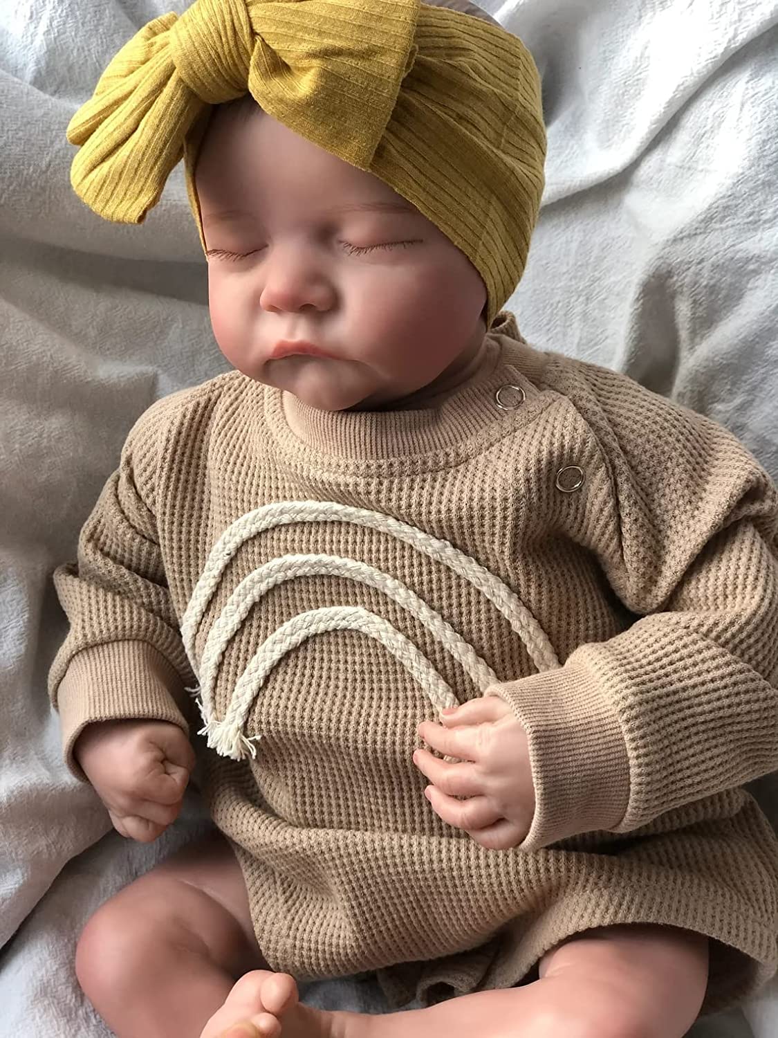 18 Inch Realistic Lifelike Reborn Baby Doll - Handmade Weighted Silicone Vinyl Sleeping Girl Doll with Closed Eyes | Perfect for Newborn Photography, Nursery Decor, and Therapeutic Play