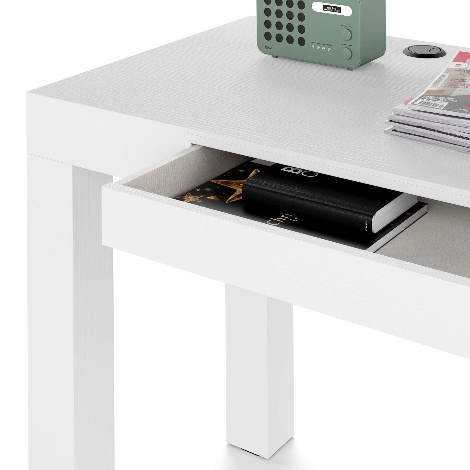Multifunctional First White Fresno Desk - MOBILI FIVER Office & Home Study Table with Particleboard & Melamine Surface - Made in Italy - Perfect for Small Spaces & Modern Workspaces