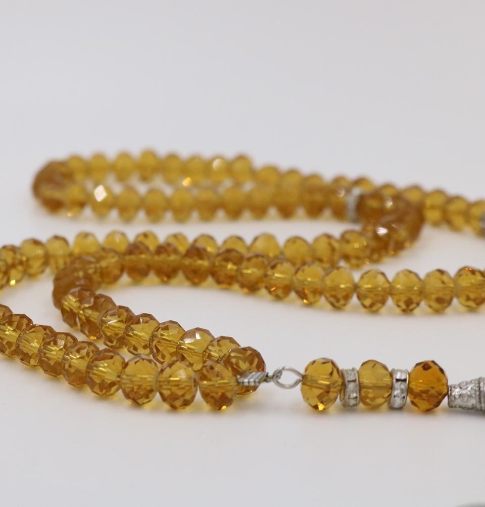 Premium Islamic Tasbih - 99 Crystal Cut Acrylic Prayer Beads with Gold Finish for Muslim Prayer, Meditation & Stress Relief - Perfect for Daily Dhikr, Gift Giving & Spiritual Practice