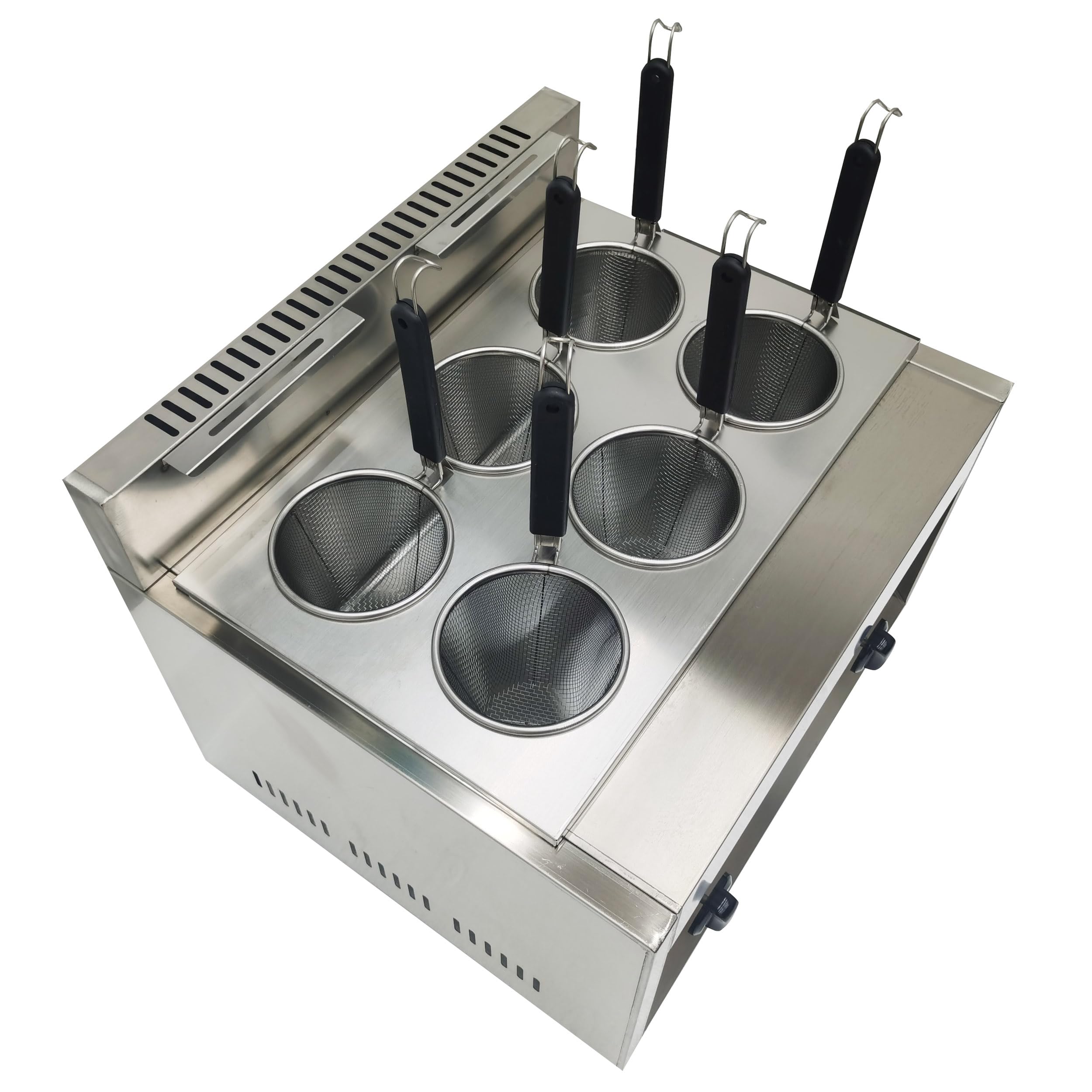 Stainless Steel 12L Gas Pasta Cooker Machine with 6 Baskets - Commercial Countertop Noodle & Dumpling Boiler for Restaurants, Catering & Home Kitchens