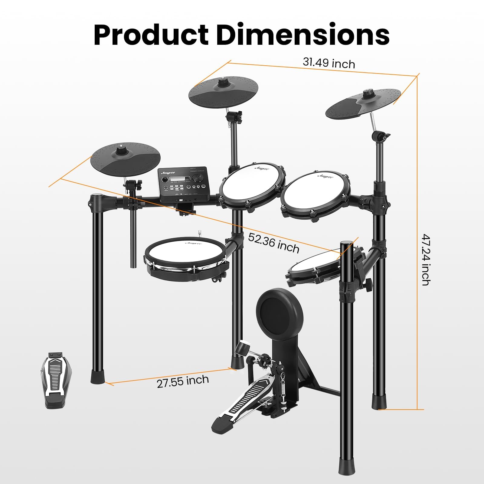 Electronic Drum Set for Beginners - 5 Quiet Mesh Pads, 390 Sounds, 30 Songs | USB MIDI Electric Drums Kit with 2 Switch Pedals, Drum Throne, Sticks & Headphones | Perfect for Home Practice, Studio Recording & Music Learning