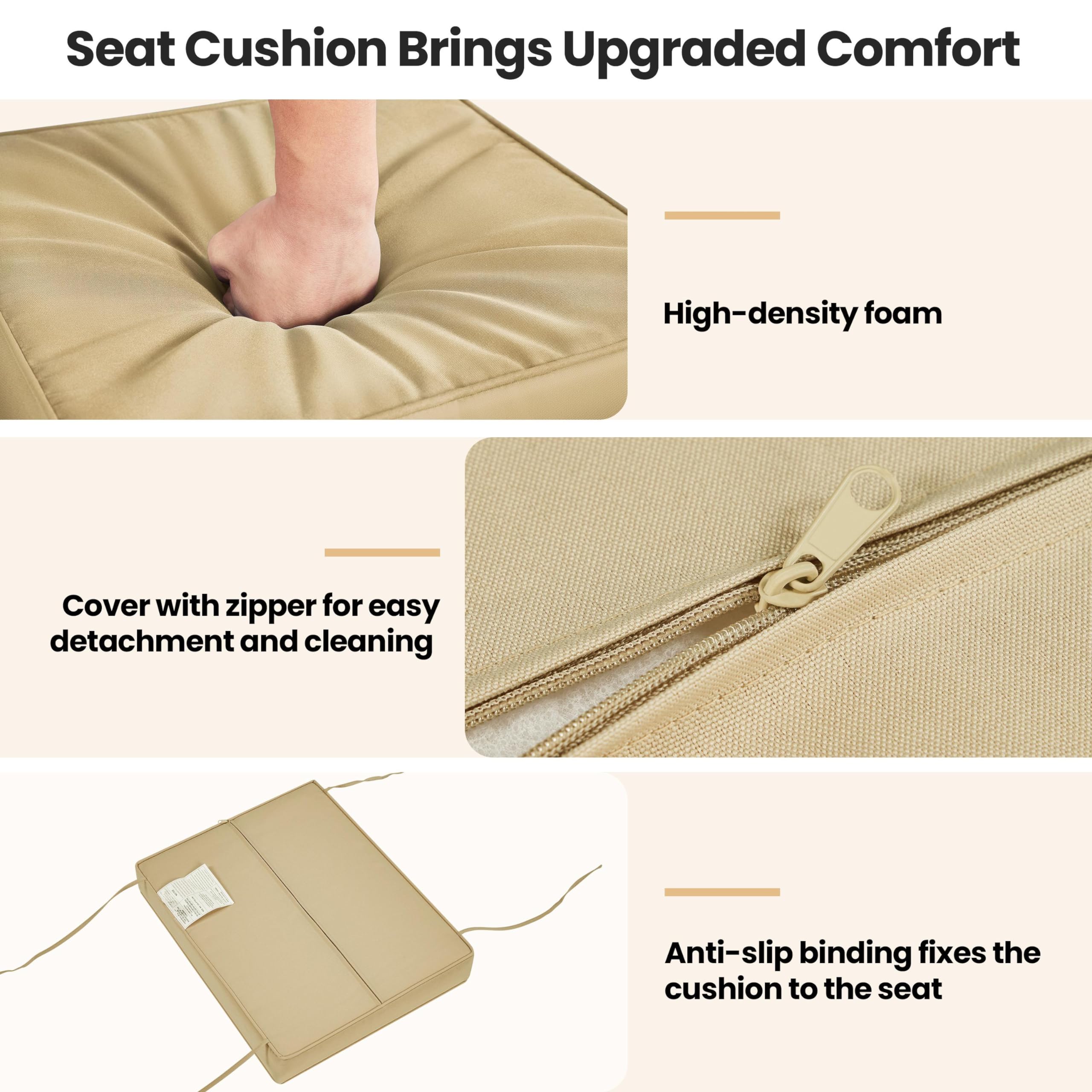 Yaheetech 2-Piece Wicker Ottoman Set with Removable Cushions - PE Rattan Footrest & Side Table for Outdoor Patio, Backyard, Garden - Brown/Khaki Multipurpose Seating Furniture | Perfect for Relaxing, Entertaining & Extra Seating