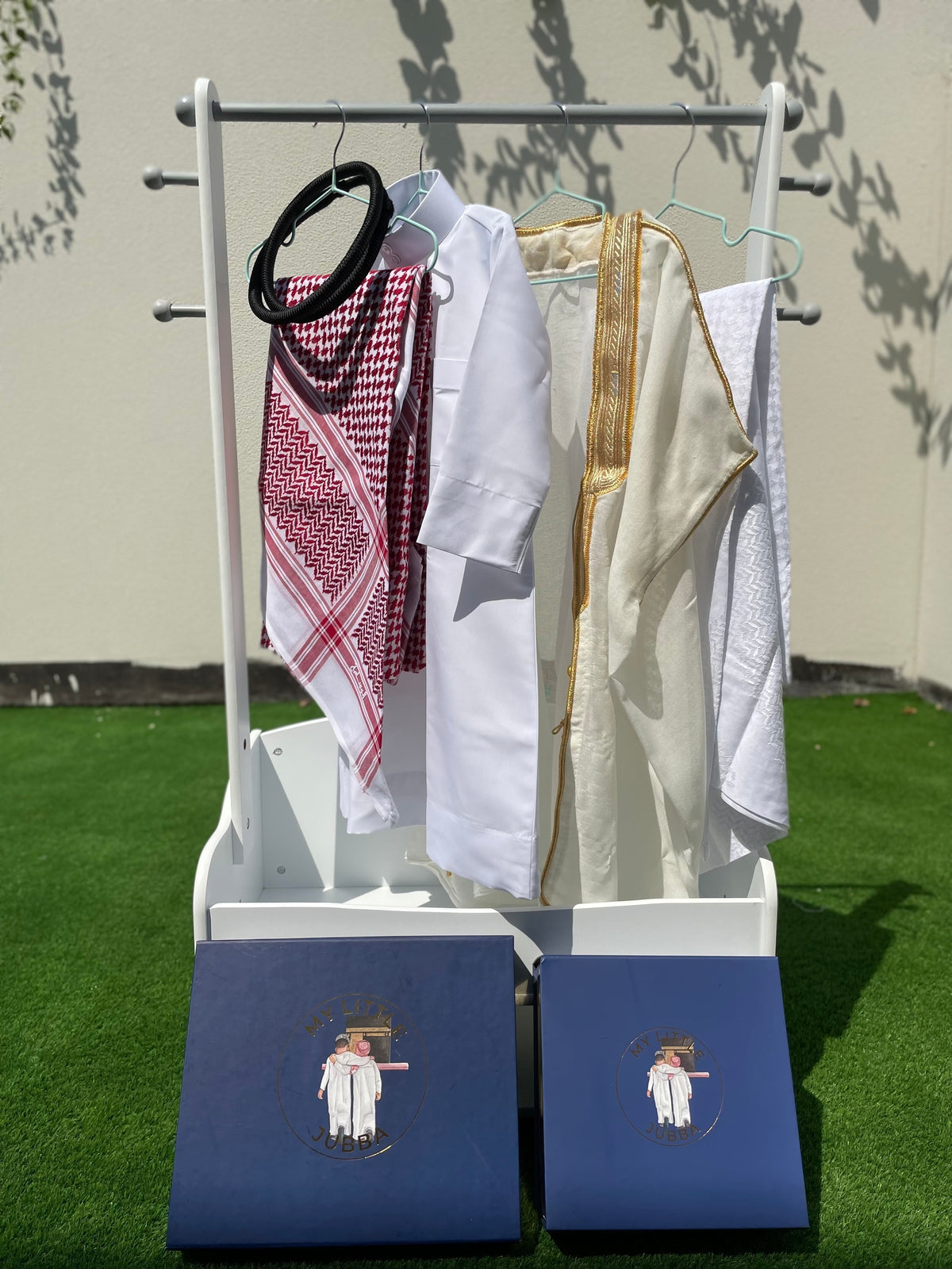 Prestige Baby Boy Thobe Gift Set - Cream Bisht for 0-12 Months | 5-Piece Outfit for Newborns, Eid, and Special Occasions