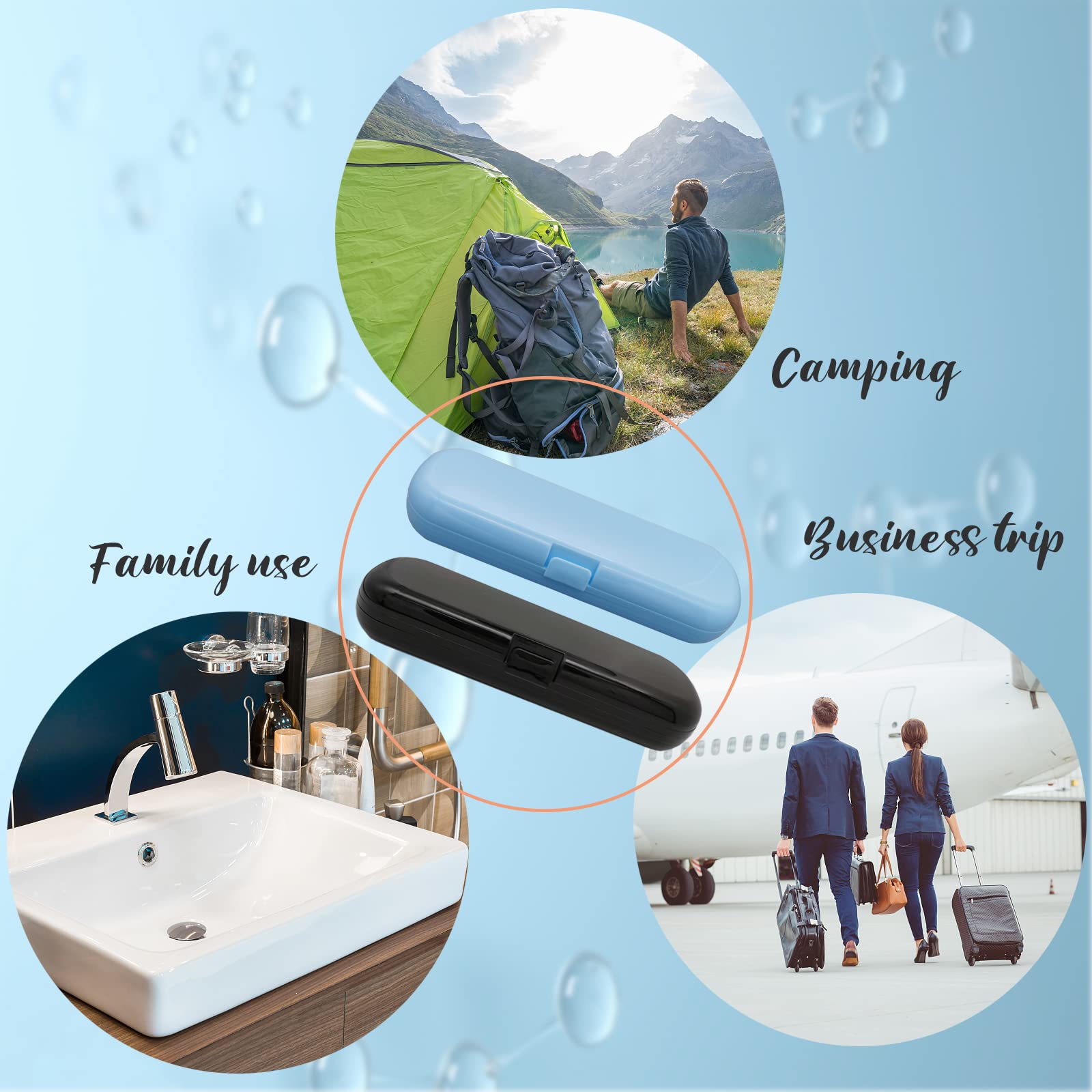 2 Pack Electric Toothbrush Travel Case - Waterproof Portable Toothbrush Holder for Oral-B, Philips Sonicare & More (White & Black) | Perfect for Air Travel, Camping & Business Trips