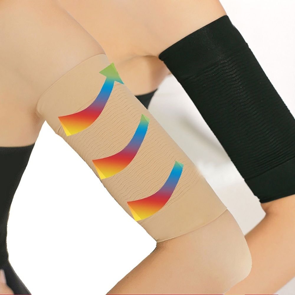 Acfun 2-Pair Arm Slimming Shaper Wrap Massager - Compression Sleeves for Women's Upper Arms, Toning & Massage, Beige | Perfect for Workout, Yoga & Daily Wear