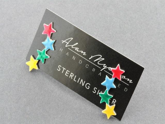 4-Star Stud Earrings - Hand Enamelled Jewelry for Women, Gift for Her | Perfect for Parties, Weddings & Special Occasions