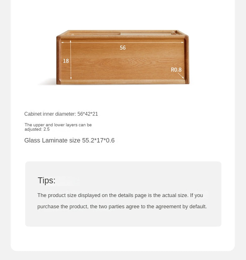 Solid Wood Desktop Locker Storage Cabinet with Glass Sliding Door - Oak, Cherry, Poplar - Perfect for Home Office, Bedroom, and Dorm Organization