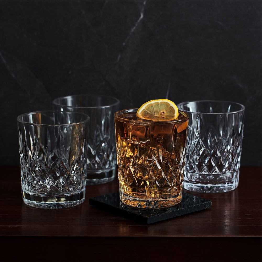 Premium Set of 4 Double Old Fashioned Whiskey Glasses - Heavy Base Crystal Clear Drinking Glasses for Bourbon, Scotch & Cocktails - Perfect for Home Bar, Gifts & Entertaining