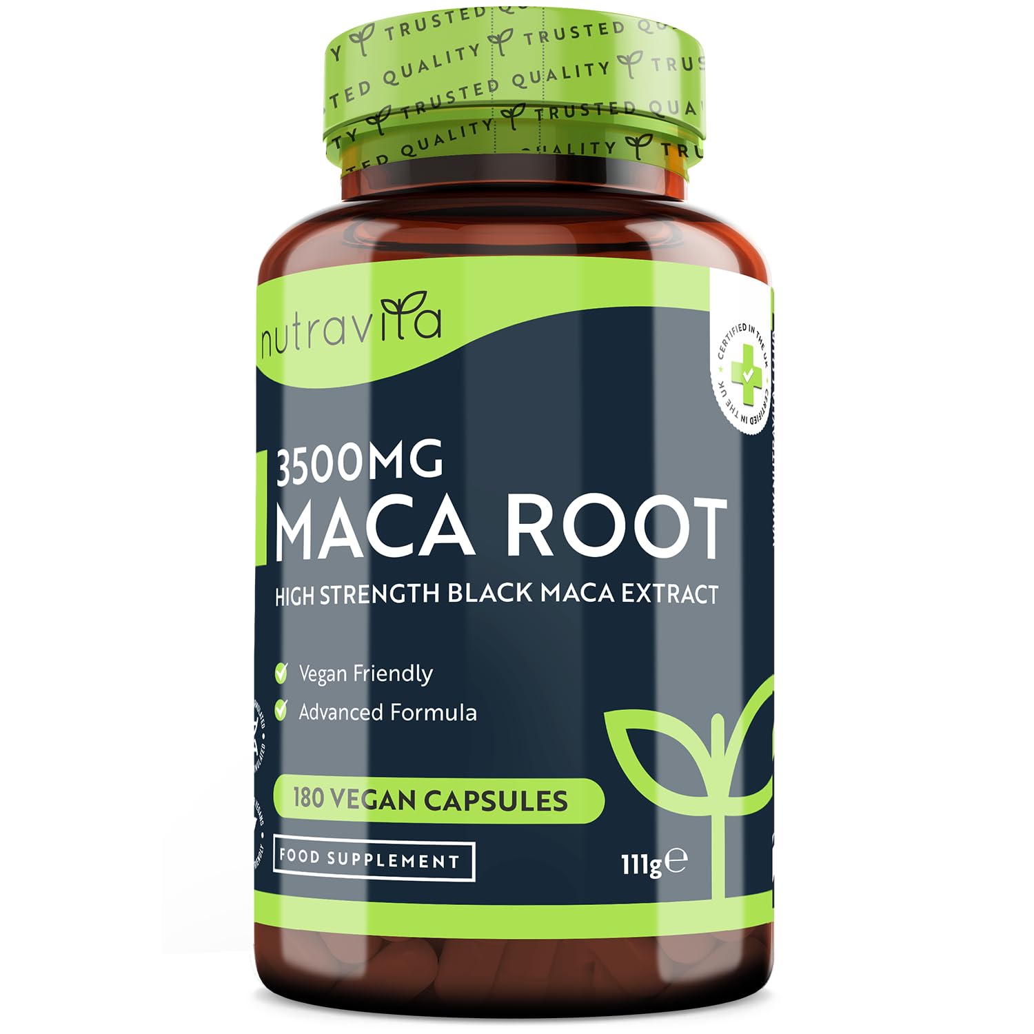 Nutravita Maca Root Capsules 3500mg – 180 Vegan Pills for Energy & Vitality – High Potency Maca Root Extract Supplement – 6 Month Supply – Made in UK – Supports Stamina, Hormone Balance & Stress Relief – Perfect for Athletes, Busy Professionals & Menopause Support
