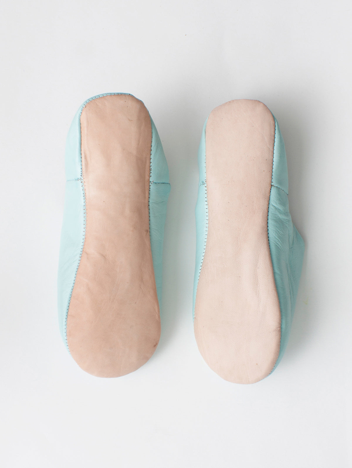 Moroccan Babouche Slippers for Women - Soft Powder Blue Leather House Shoes | Comfortable & Stylish for Home, Lounge & Indoor Use