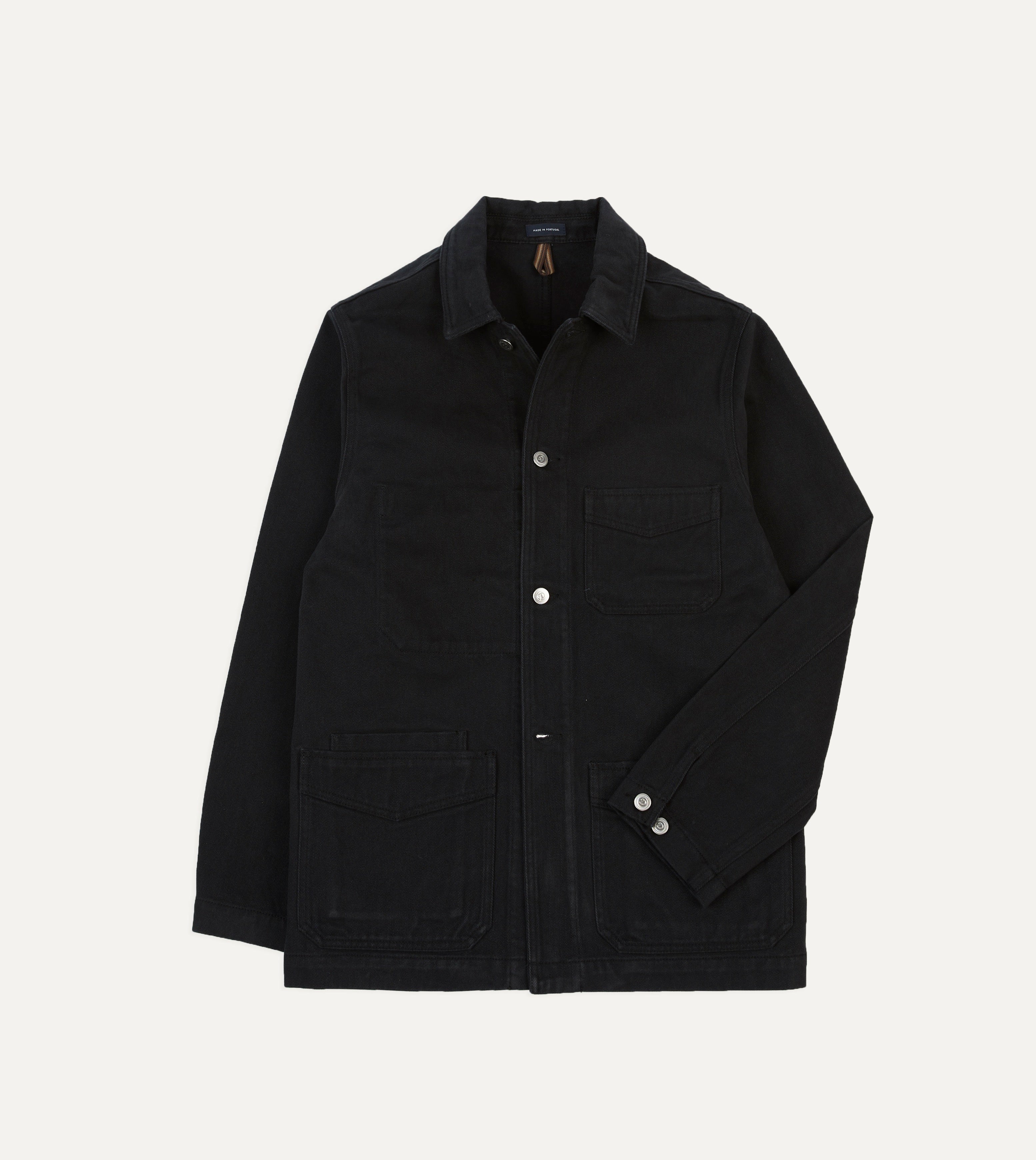 Black Heavy Twill Cotton Five Pocket Chore Jacket for Men - Durable Workwear for Outdoor Labor, Farming & Casual Wear