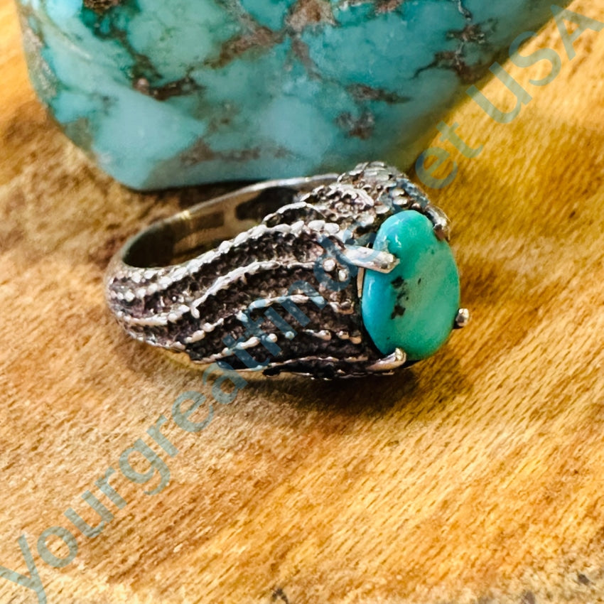 Vintage Sterling Silver Turquoise Ring for Women - Size 5.5, Handcrafted Boho Jewelry with Natural Stone - Perfect for Festivals, Weddings & Everyday Wear
