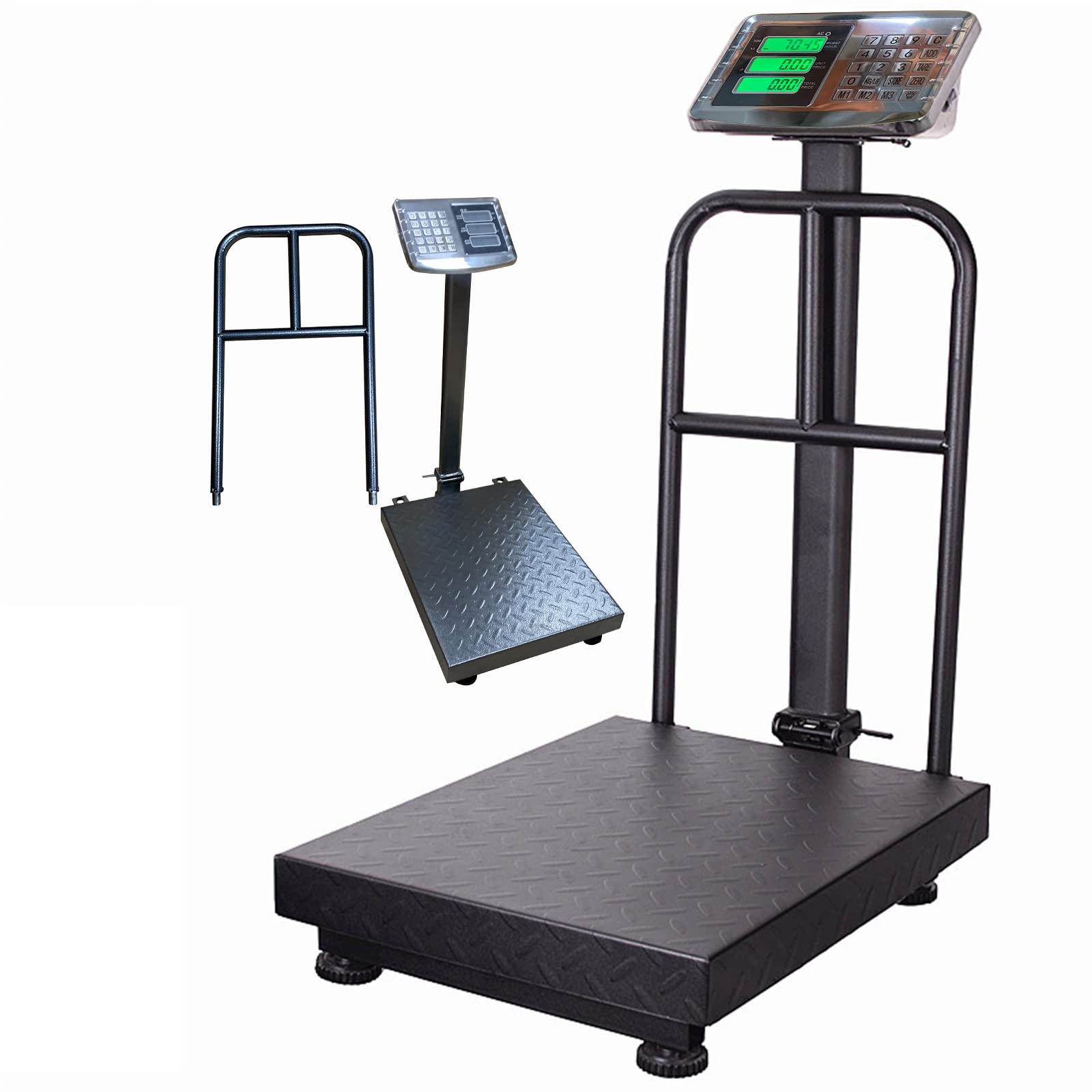 660LB Heavy Duty Digital Platform Scale with Removable Guardrail - Industrial Floor Scale for Shipping, Mailing & Logistics - Accurate Weighing in LB/KG - Perfect for Warehouses, Post Offices & Commercial Use