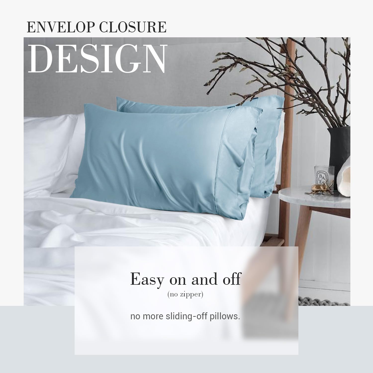 Cooling Queen Pillowcases Set of 2 - Skin Friendly for Better Sleep