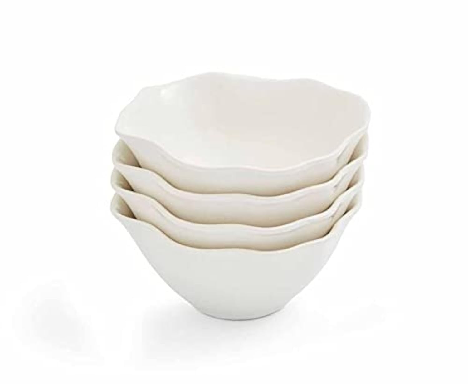Sophie Conran Floret Stoneware 7-Inch All-Purpose Bowls Set of 4 - Microwave & Dishwasher Safe Creamy White Serving Bowls for Cereal, Soup, Salad | Perfect for Kitchen, Dining Room & Entertaining