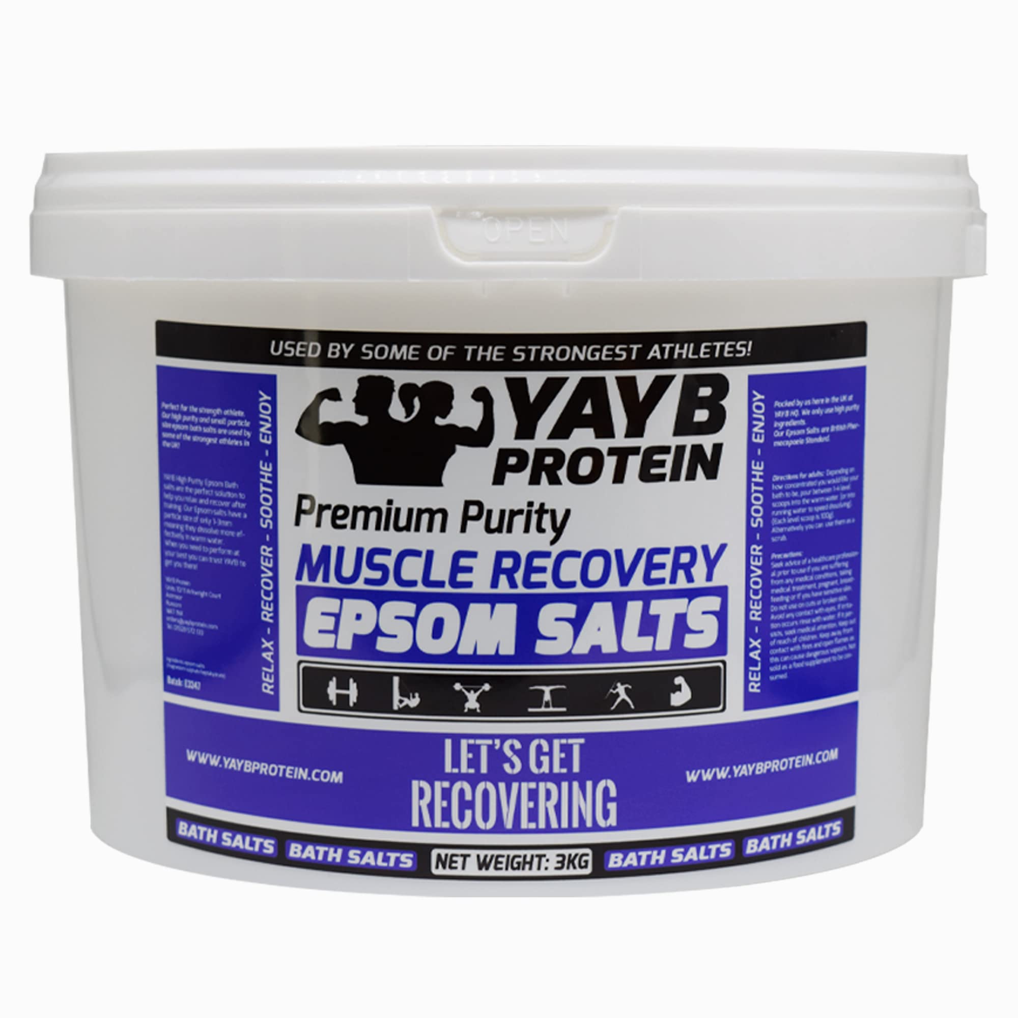 YAYB Premium Pure Epsom Salt for Bath - Magnesium Sulfate Crystals for Relaxation, Muscle Recovery & Detox - 50kg Resealable Bag - Ideal for Spa, Home Bath & Foot Soak
