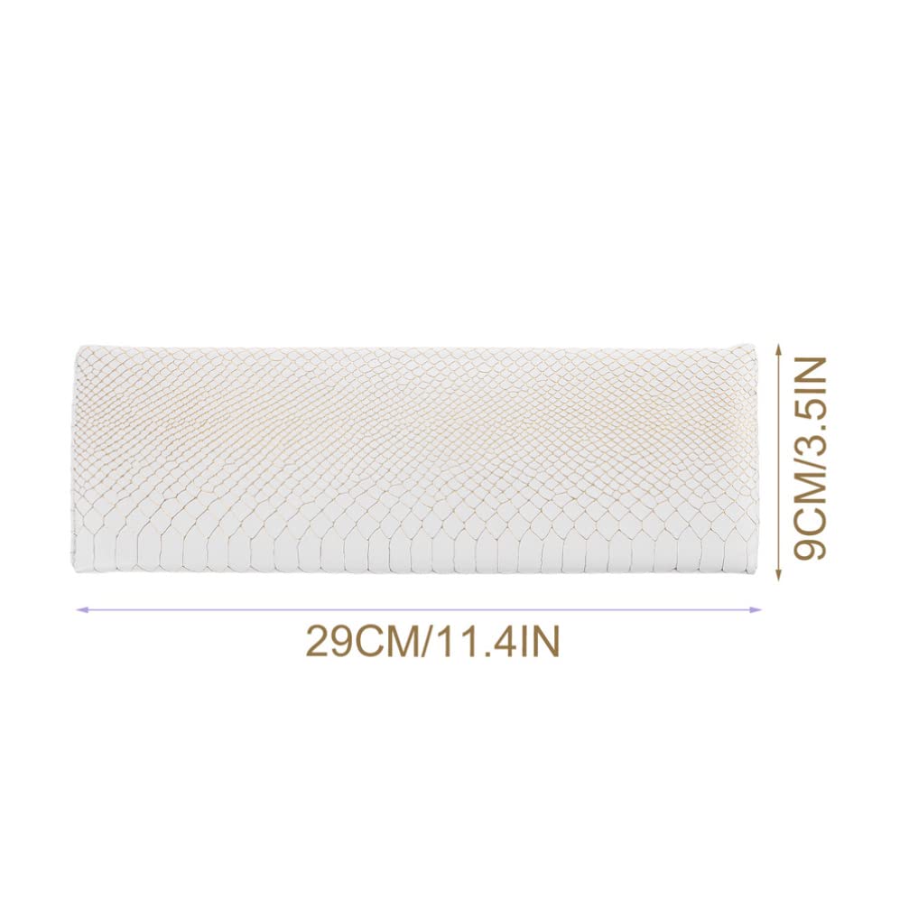 Minkissy Nail Art Hand Pillow - White PU Manicure Hand Cushion for Nail Techs, Nail Art Stand & Arm Rest for Desk, Perfect for Gel Polish & Acrylic Nail Application at Home or Salon