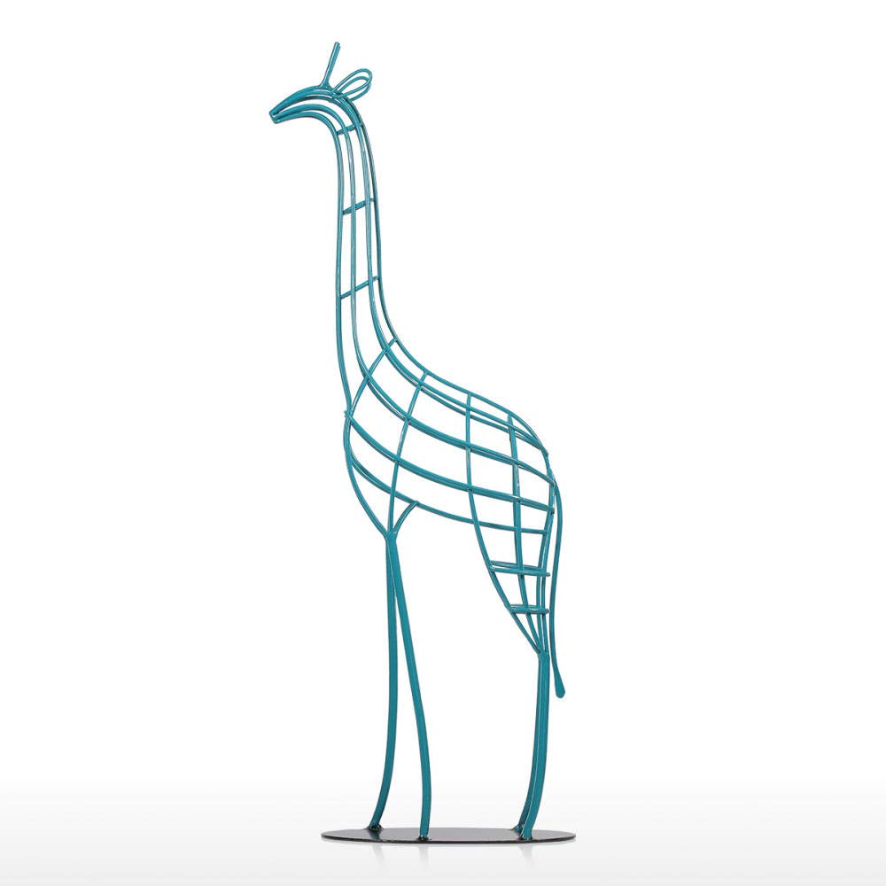 Handmade Iron African Giraffe Sculpture - 20.8 Inch Metal Statue, Animal Figurine & Home Decor for Living Room, Office, or Garden Decoration