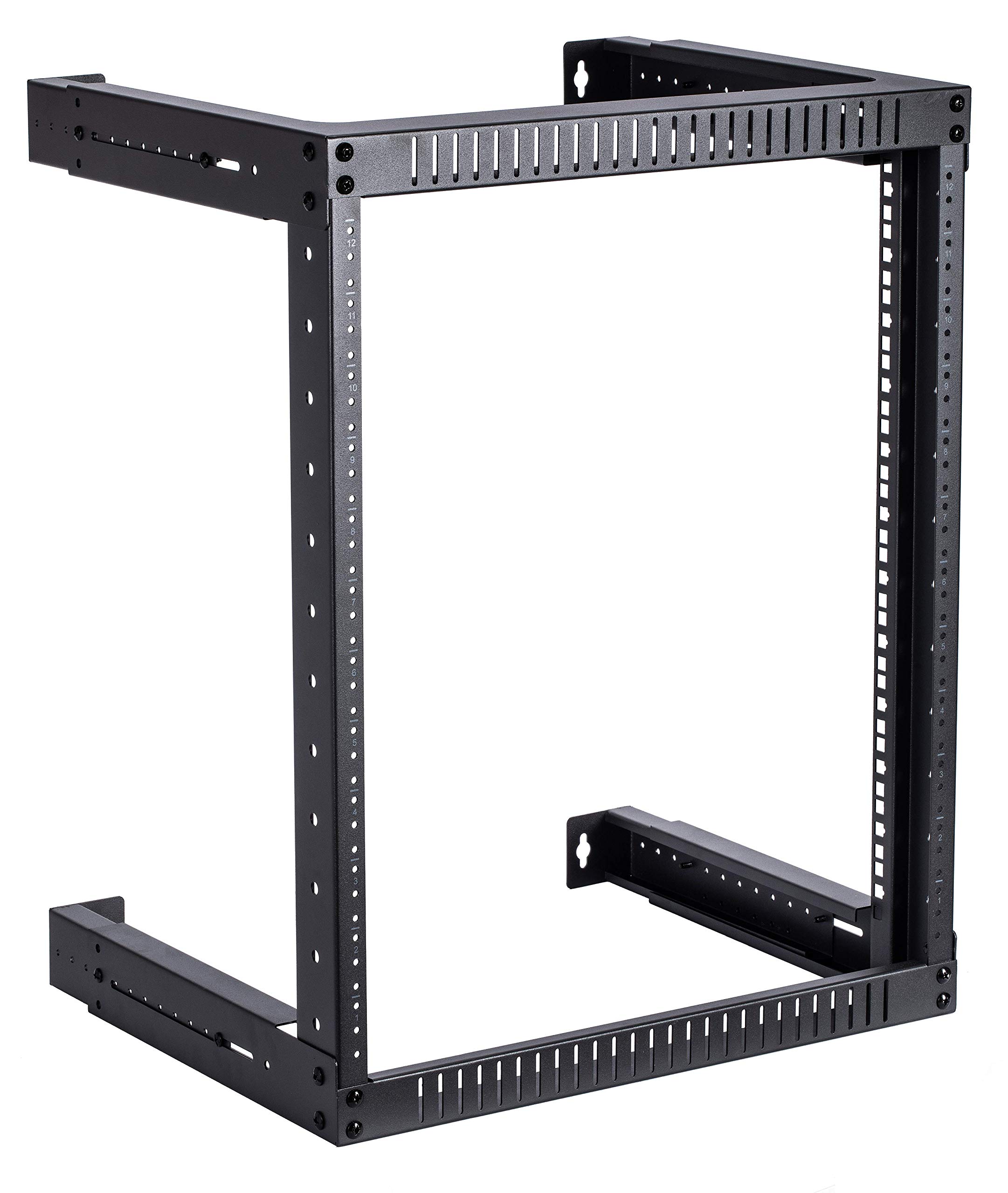 Kenuco 12U Adjustable Depth Wall Mount Open Frame Steel Network Server Rack - 17.75 Inch Deep for Home Office & Data Center Network Equipment Organization