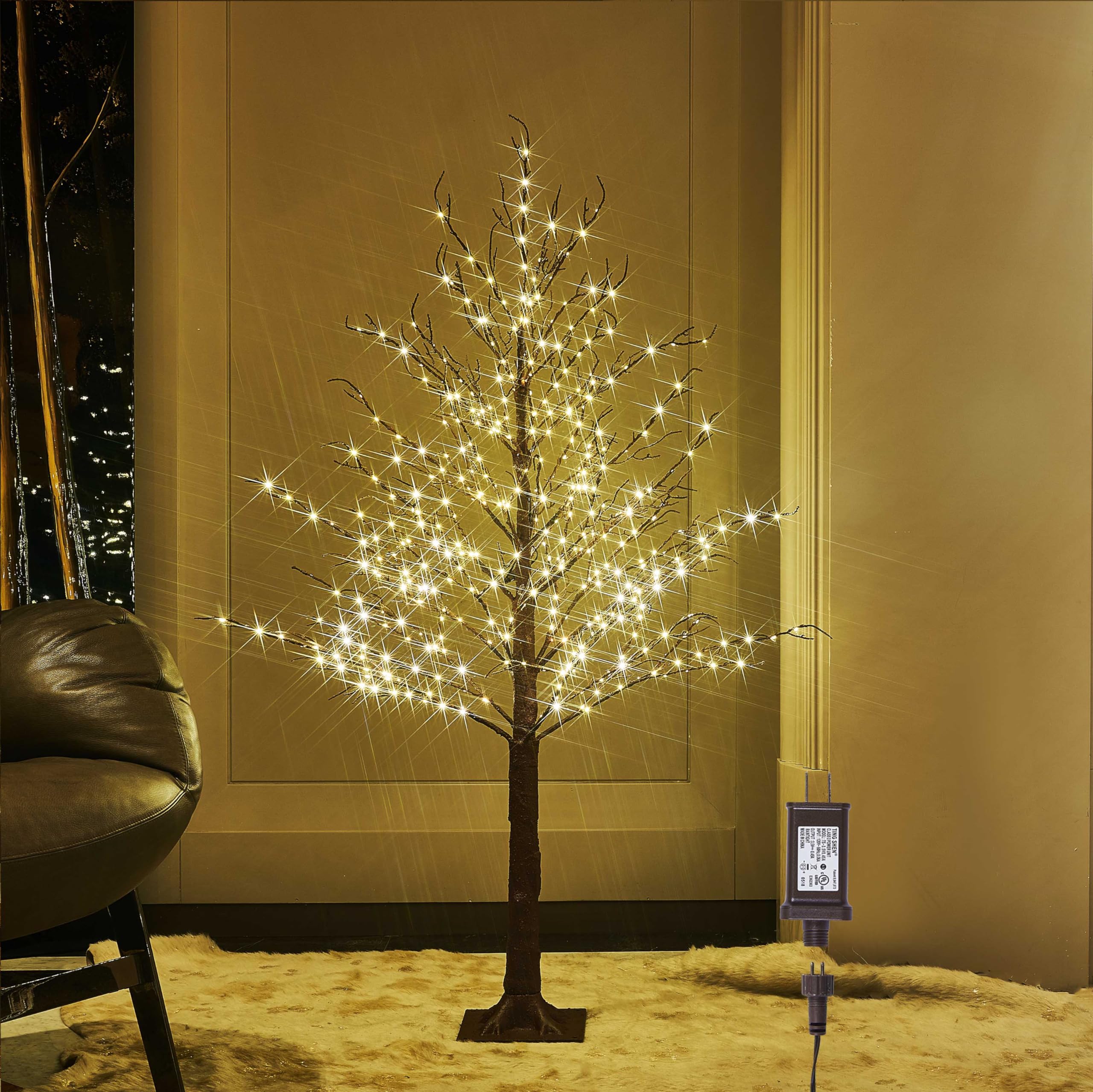 LITBLOOM 430 LED Plug-in Twig Tree Lights - 4FT Brown Fairy Lighted Tree for Indoor/Outdoor Christmas Decor, Home, Room, Party & Wedding Decoration